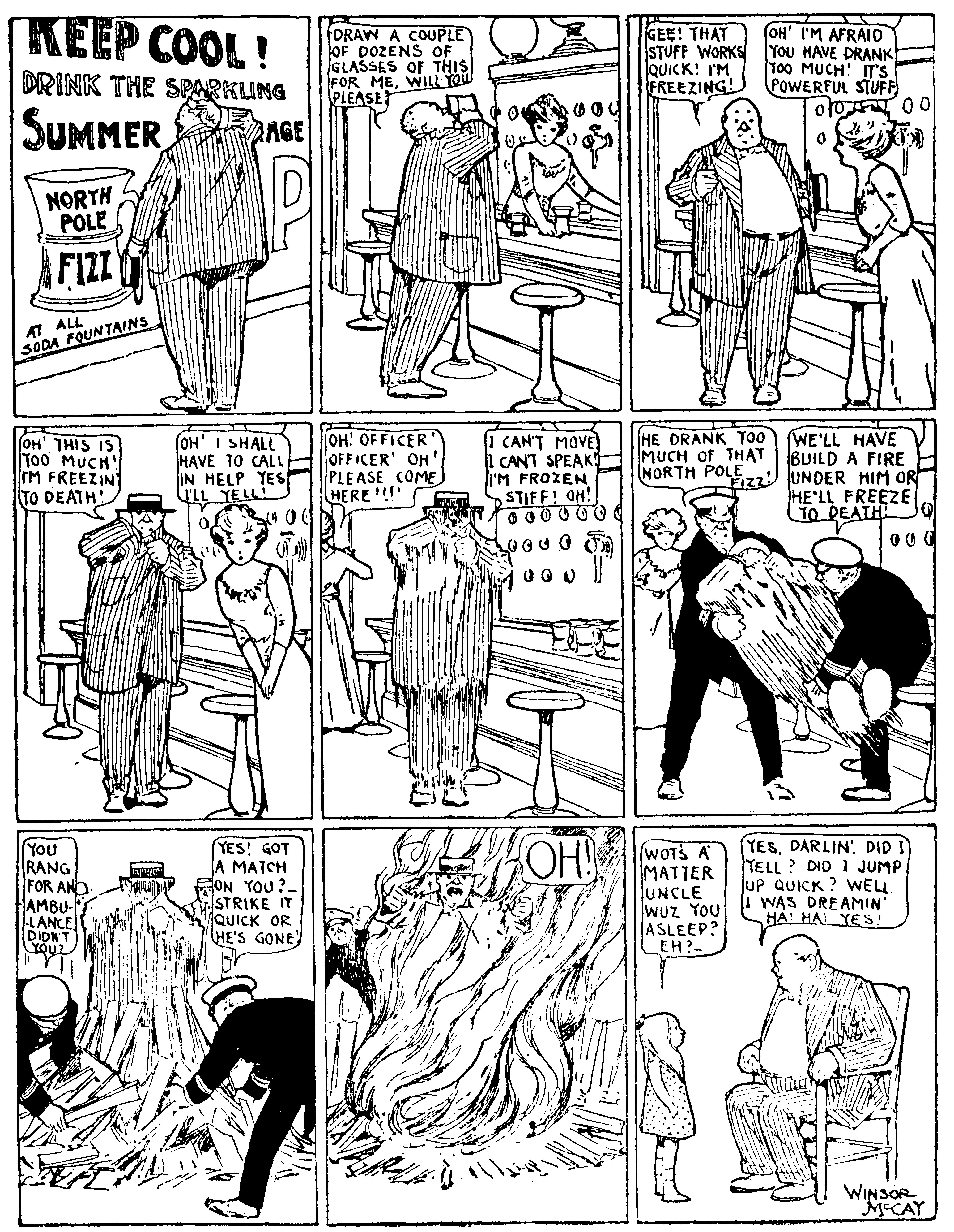 Dream of the Rarebit Fiend, strip 804 of 820. Winsor McCay (1904–1913), public domain. Scan: Internet Archive.