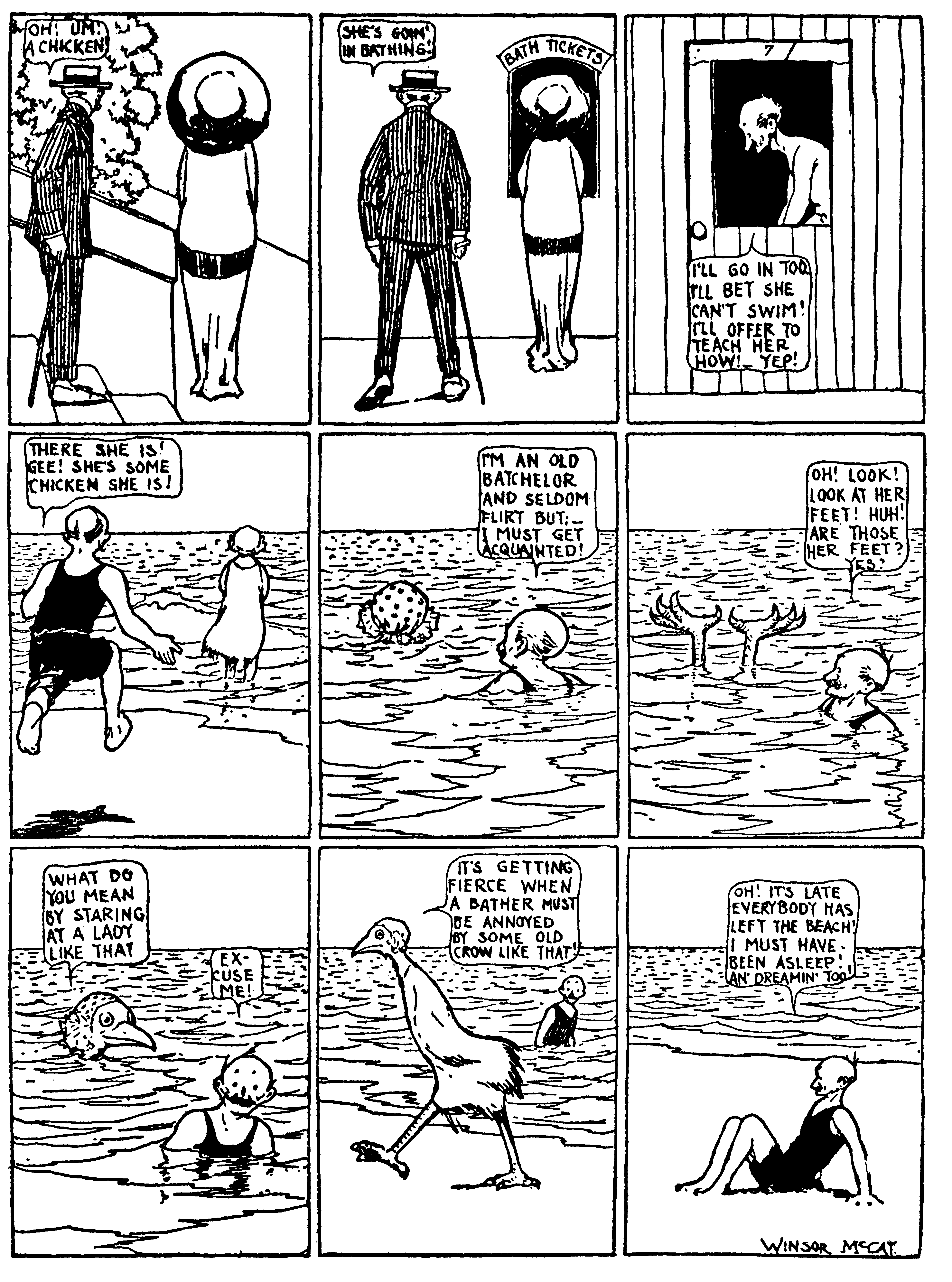 Dream of the Rarebit Fiend, strip 805 of 820. Winsor McCay (1904–1913), public domain. Scan: Internet Archive.