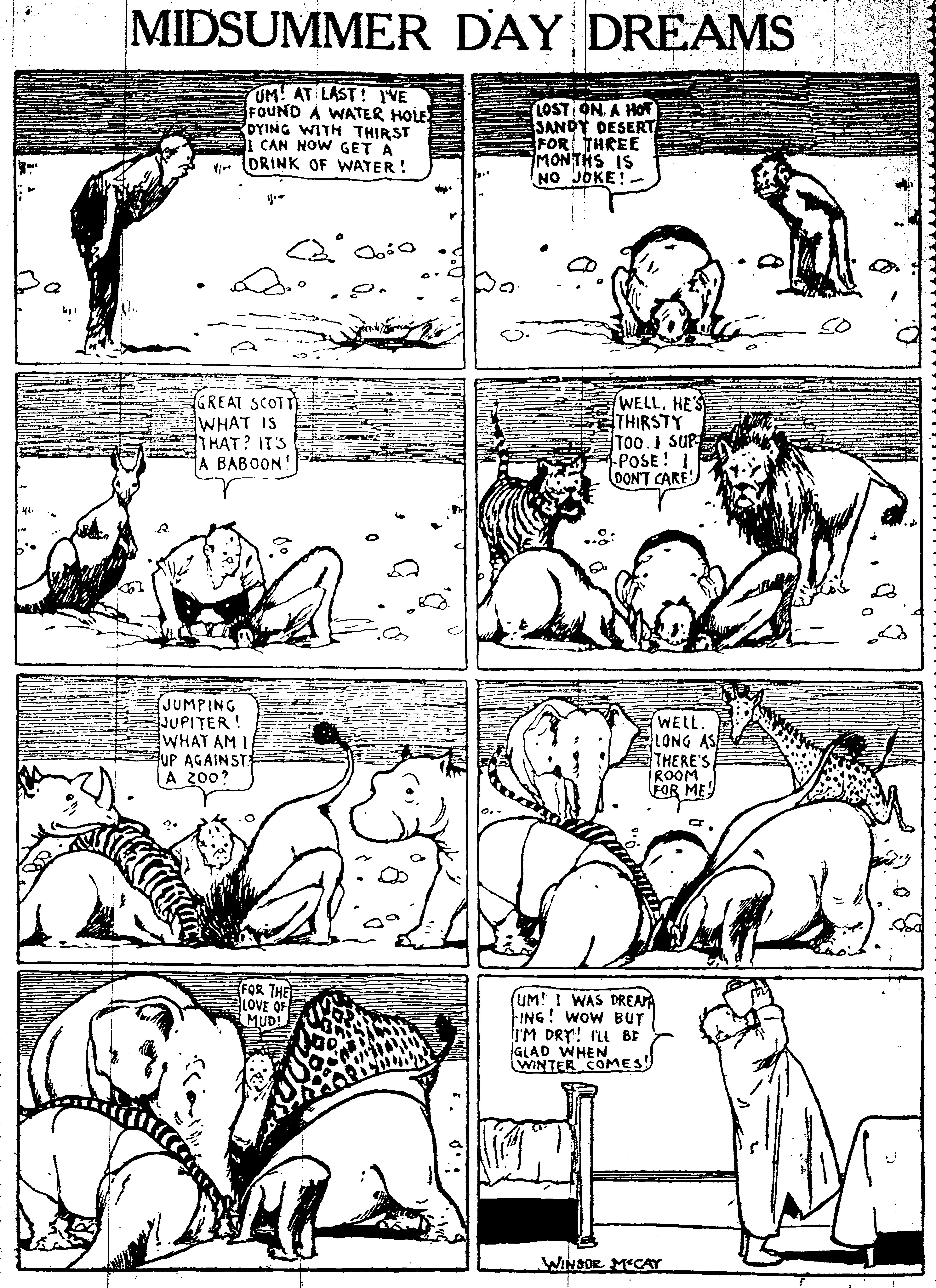 Dream of the Rarebit Fiend, strip 806 of 820. Winsor McCay (1904–1913), public domain. Scan: Internet Archive.