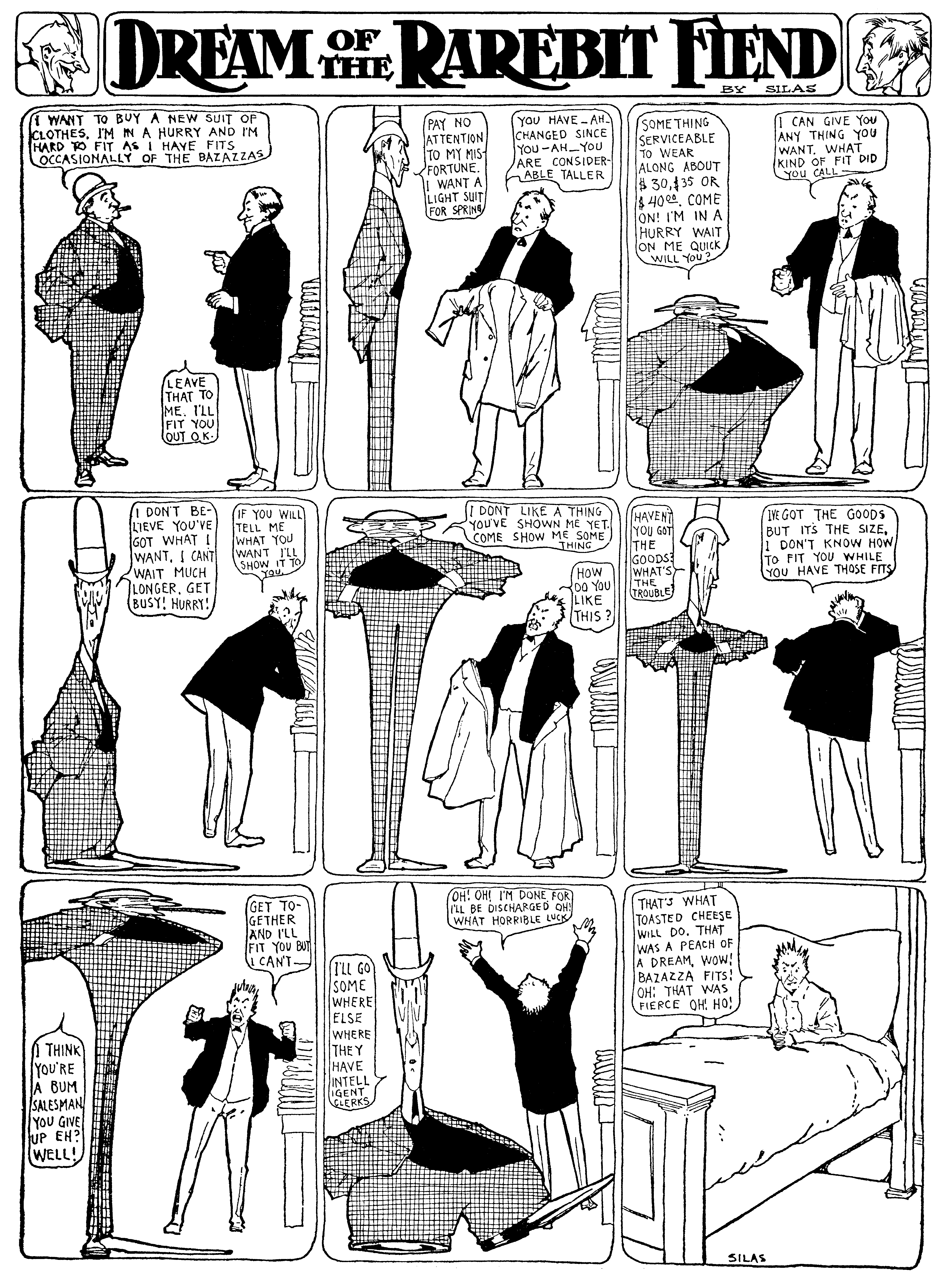 Dream of the Rarebit Fiend, strip 51 of 820. Winsor McCay (1904–1913), public domain. Scan: Internet Archive.