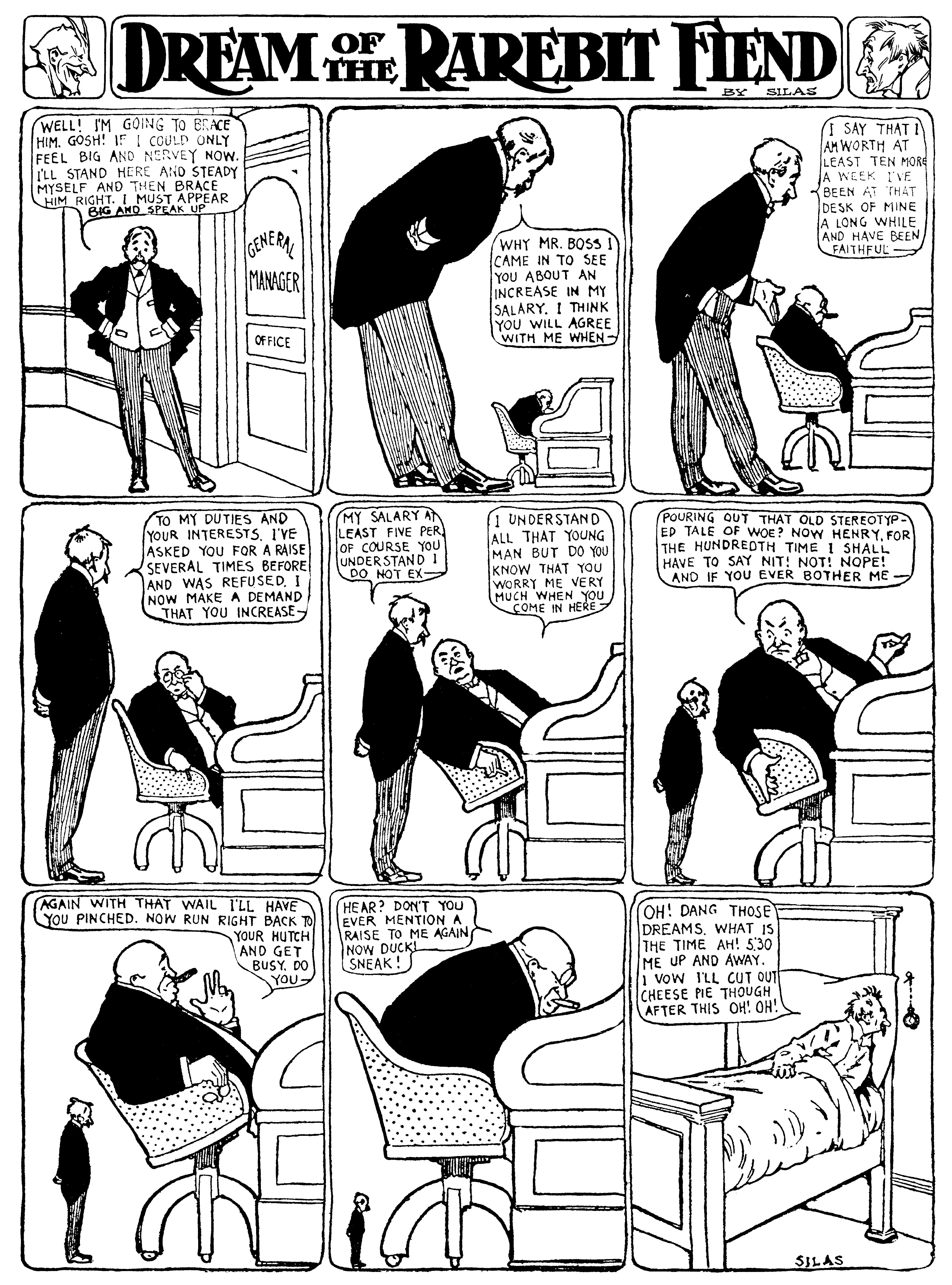 Dream of the Rarebit Fiend, strip 61 of 820. Winsor McCay (1904–1913), public domain. Scan: Internet Archive.