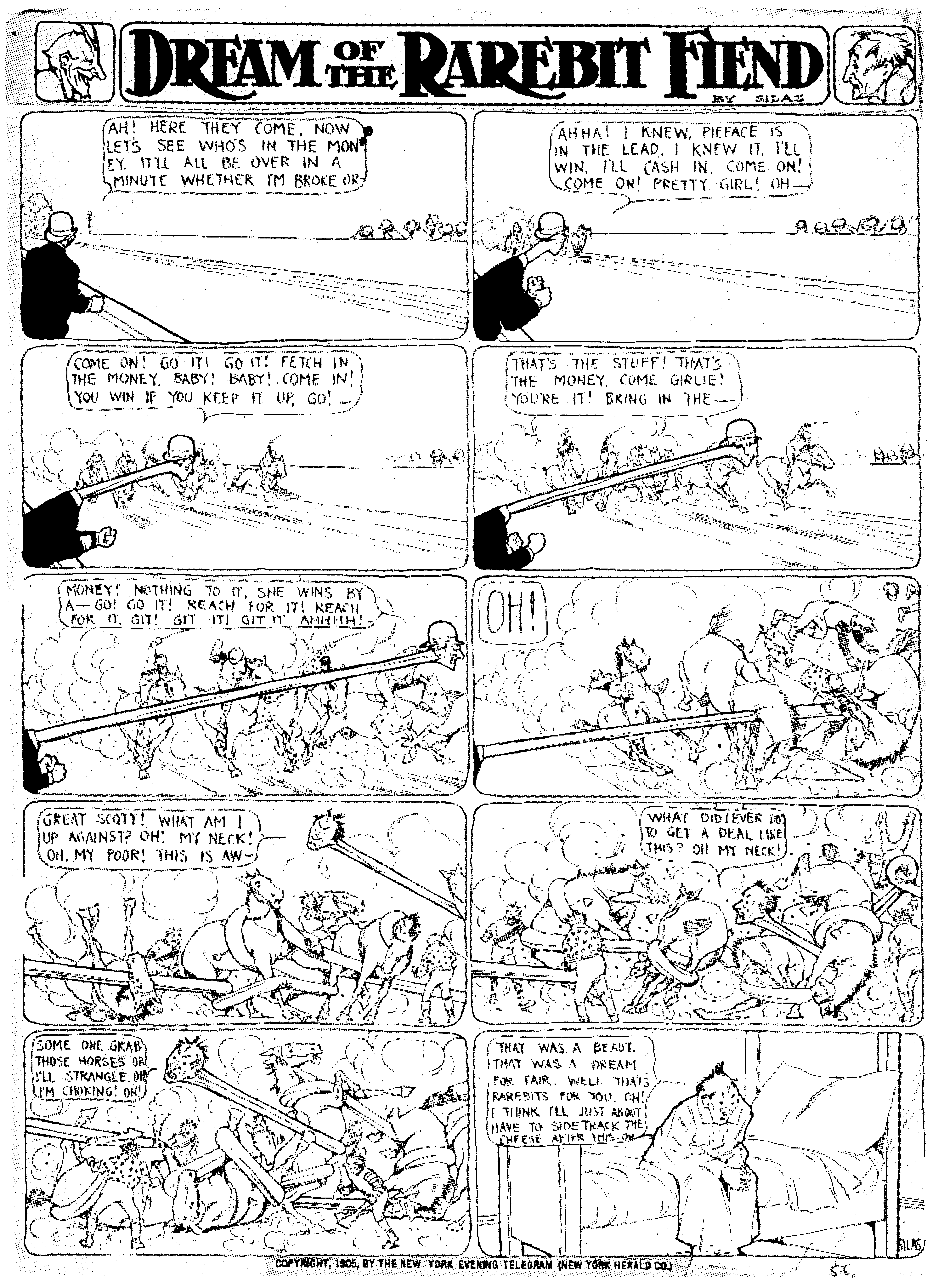 Dream of the Rarebit Fiend, strip 68 of 820. Winsor McCay (1904–1913), public domain. Scan: Internet Archive.