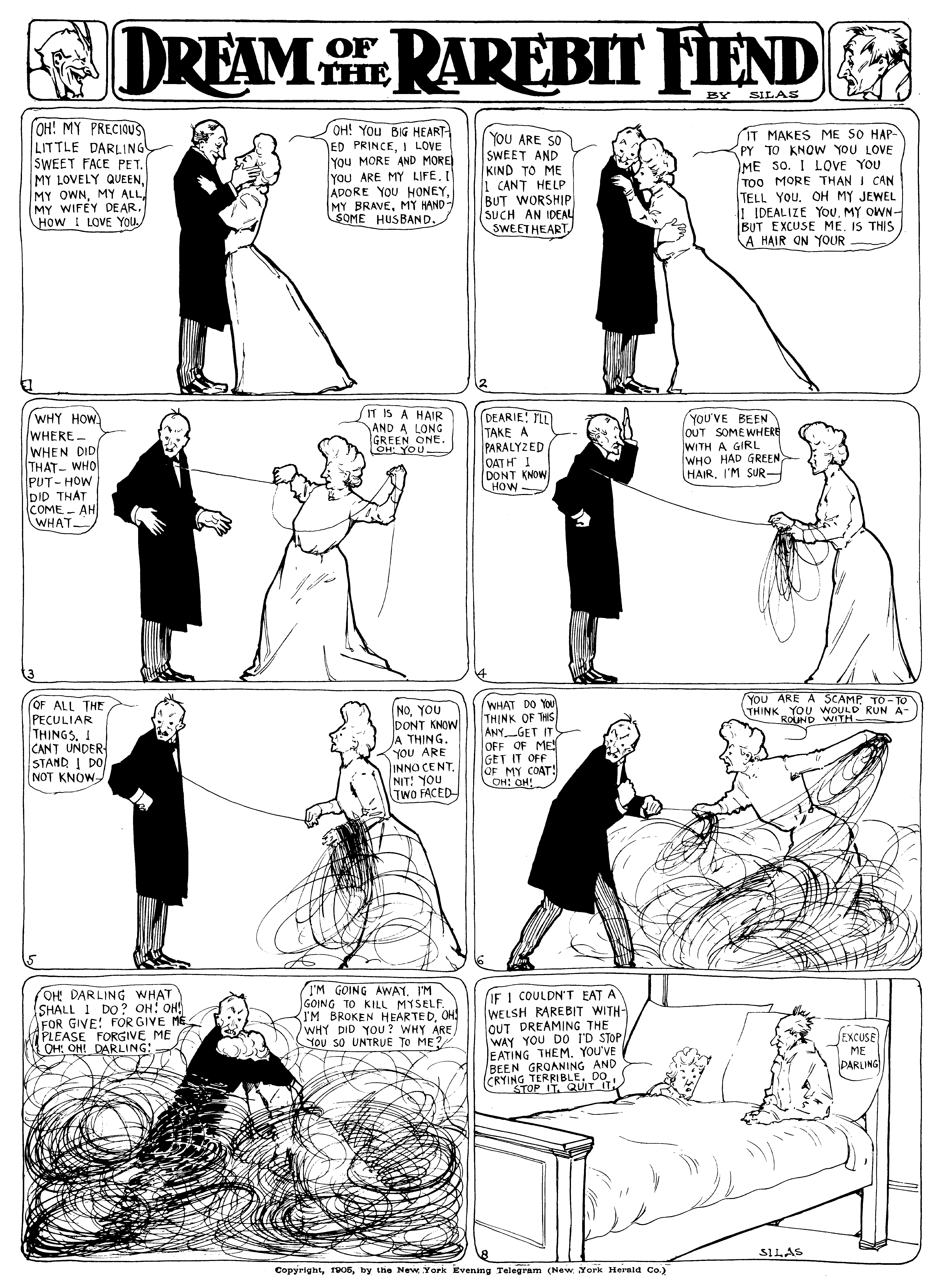 Dream of the Rarebit Fiend, strip 53 of 820. Winsor McCay (1904–1913), public domain. Scan: Internet Archive.