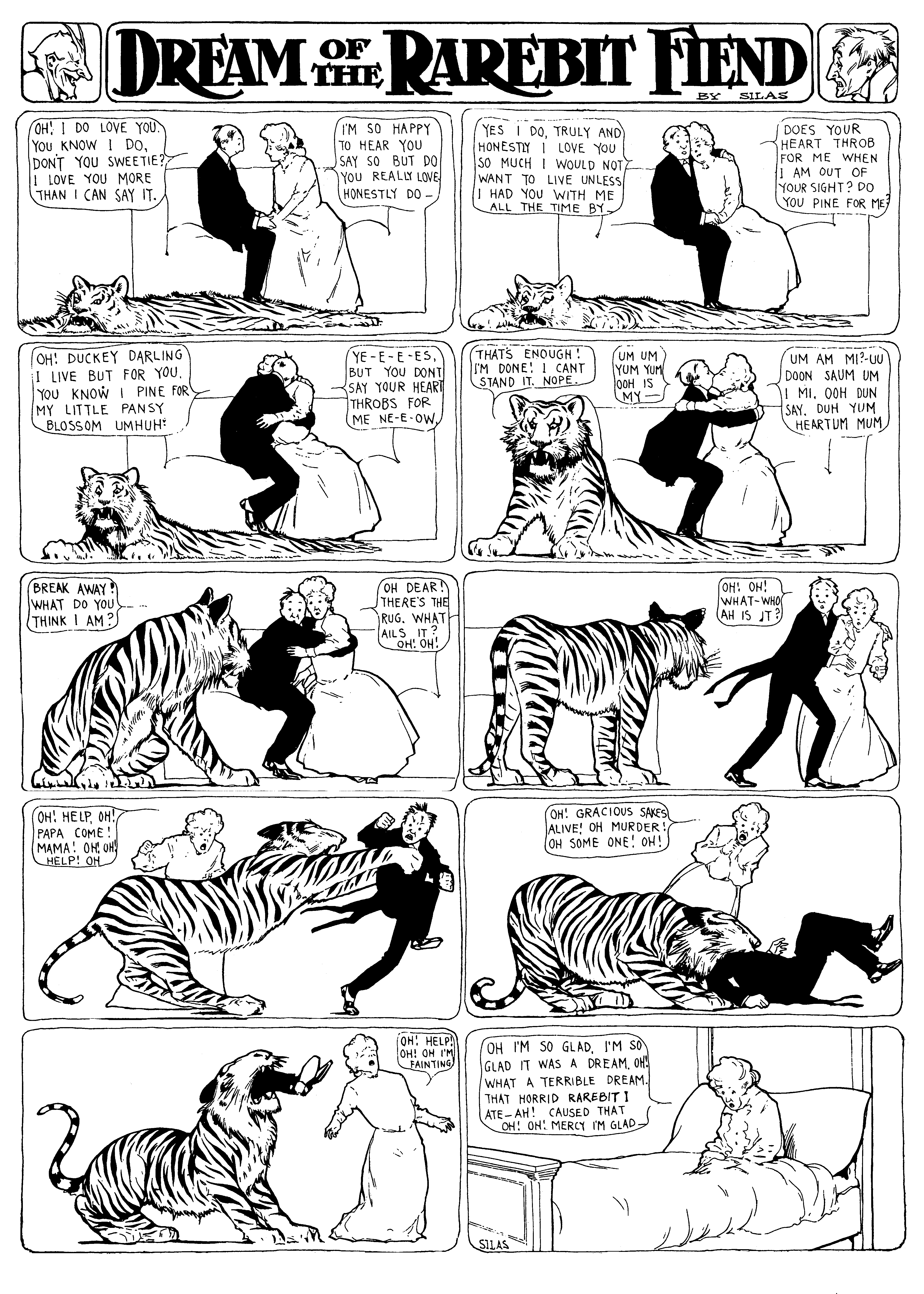 Dream of the Rarebit Fiend, strip 71 of 820. Winsor McCay (1904–1913), public domain. Scan: Internet Archive.