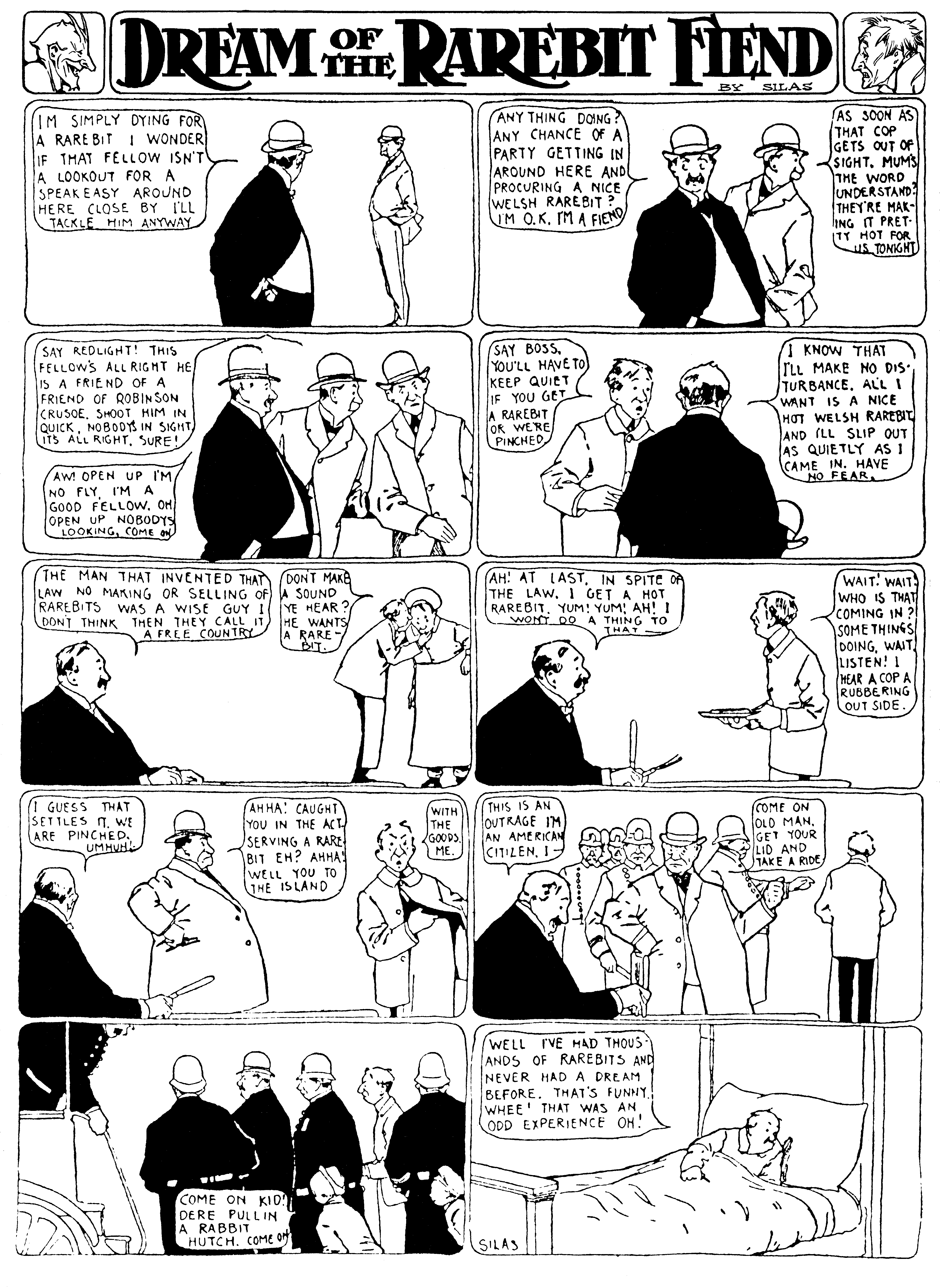 Dream of the Rarebit Fiend, strip 73 of 820. Winsor McCay (1904–1913), public domain. Scan: Internet Archive.
