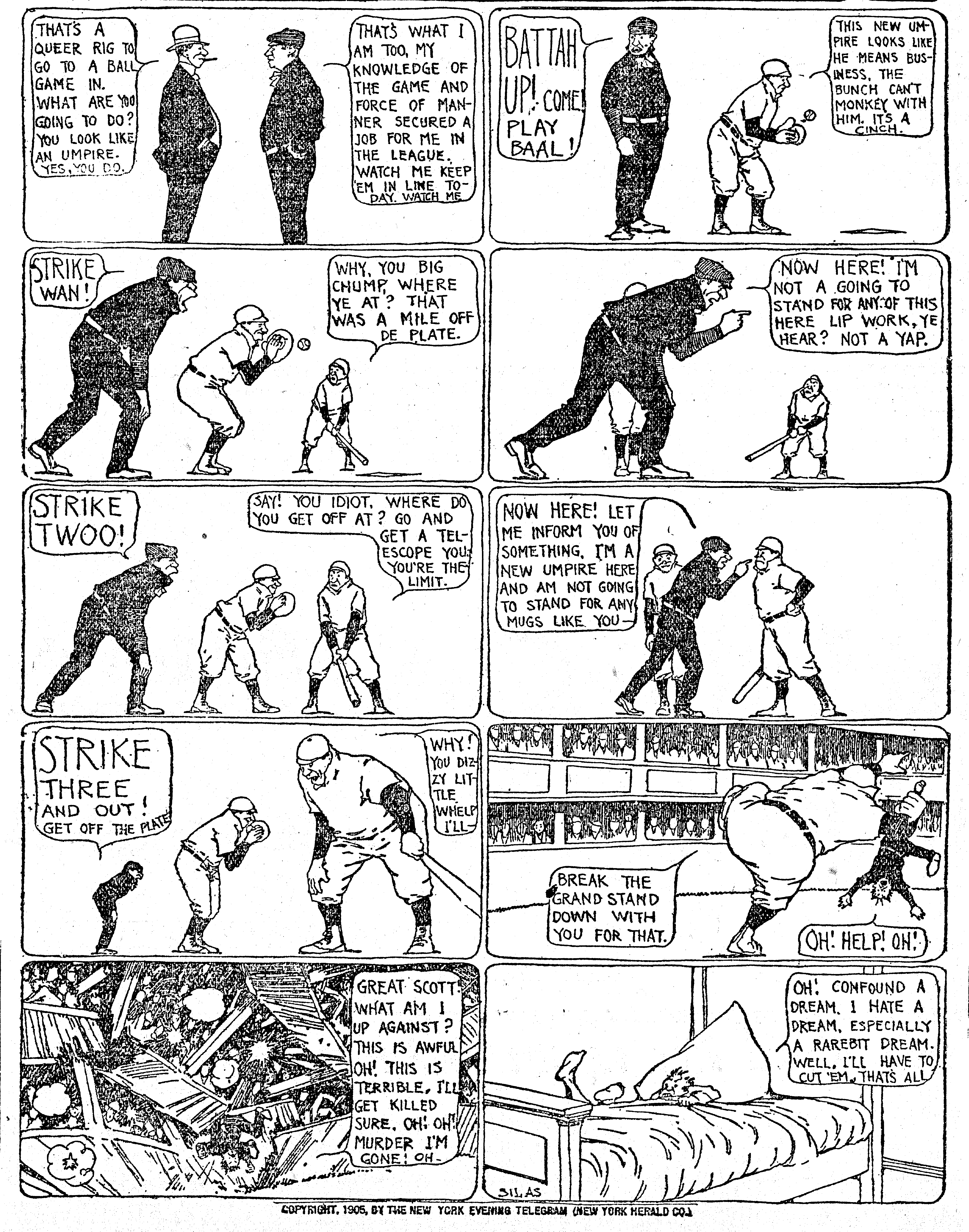 Dream of the Rarebit Fiend, strip 75 of 820. Winsor McCay (1904–1913), public domain. Scan: Internet Archive.