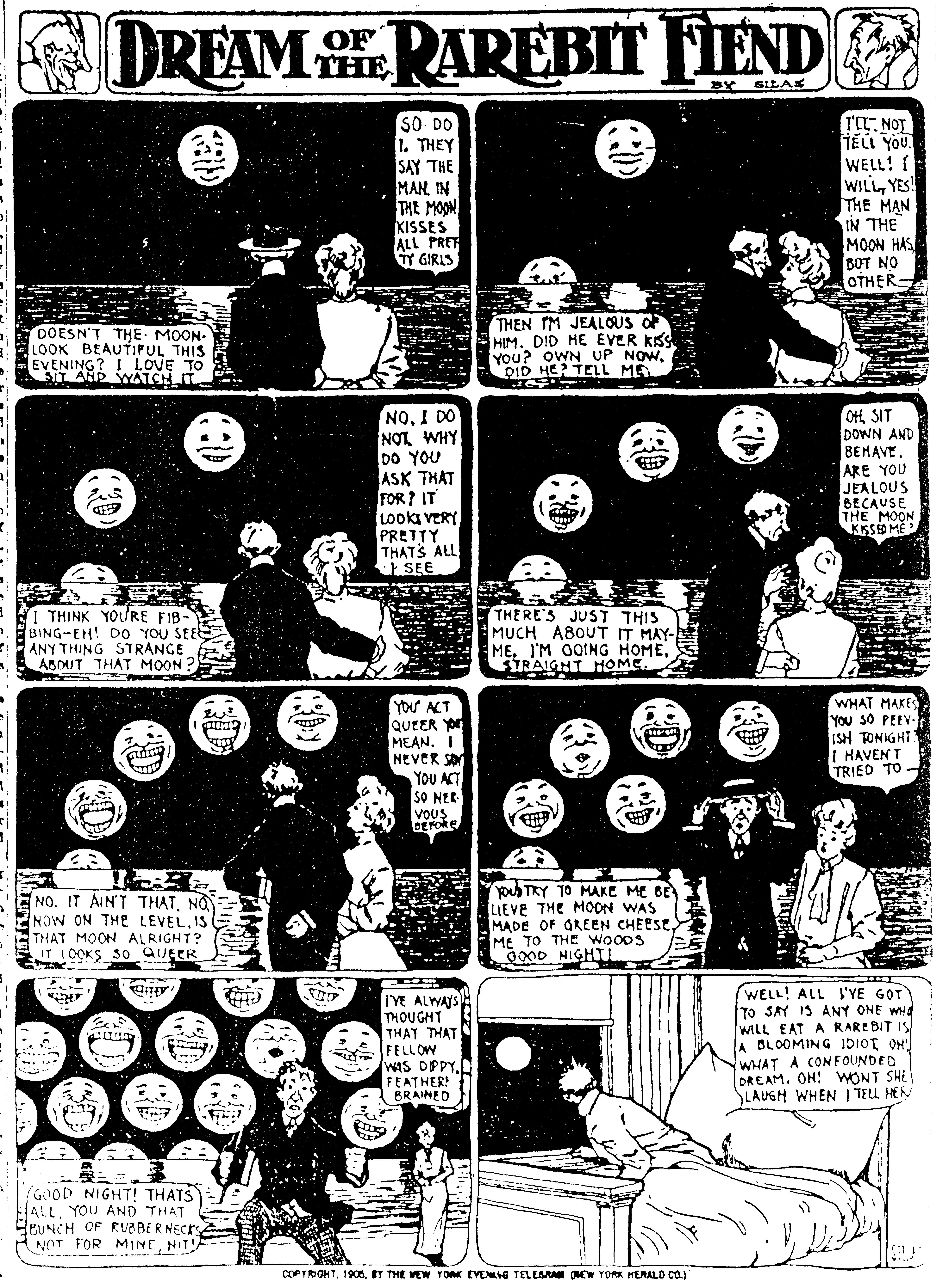 Dream of the Rarebit Fiend, strip 78 of 820. Winsor McCay (1904–1913), public domain. Scan: Internet Archive.