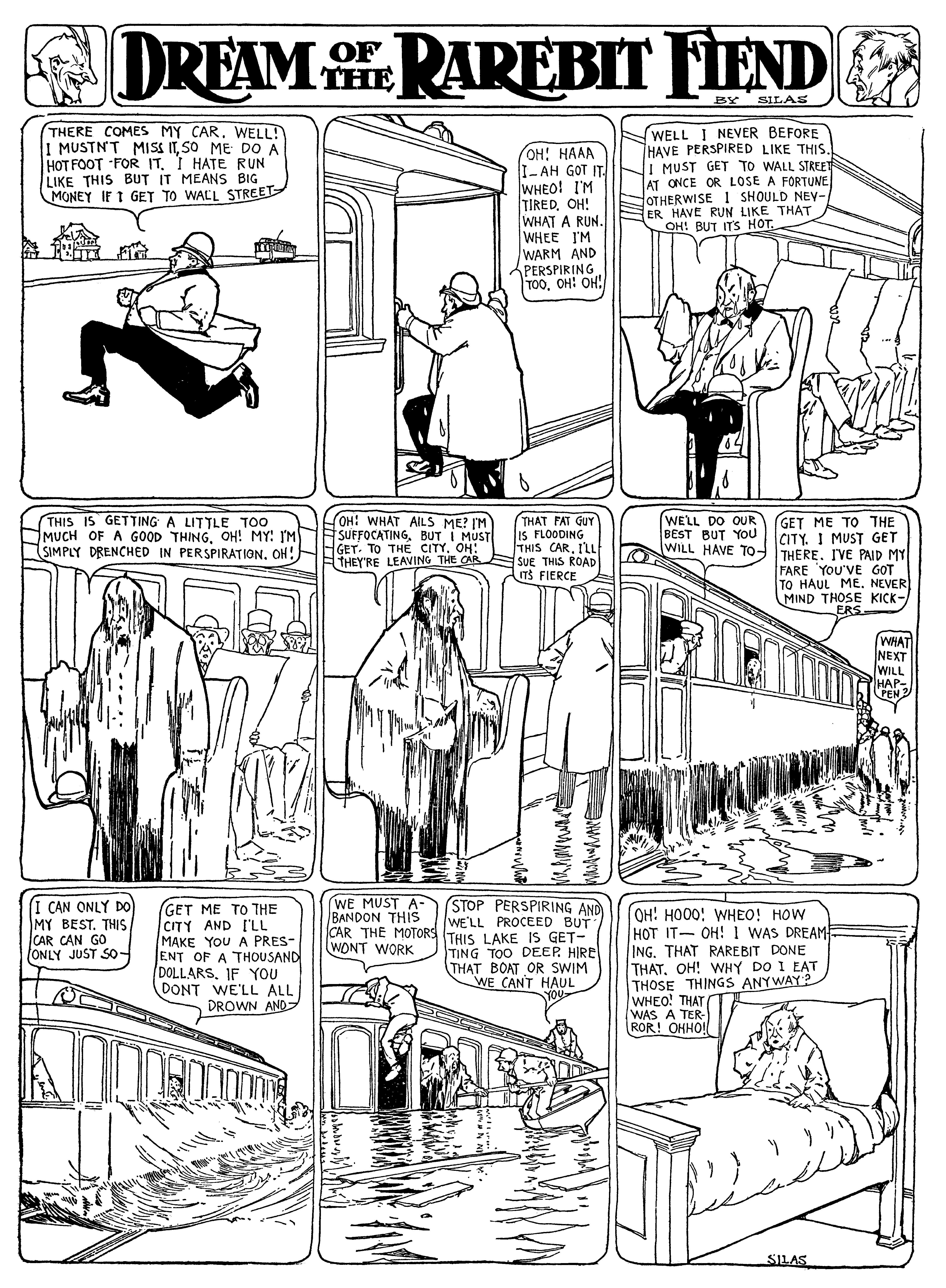Dream of the Rarebit Fiend, strip 54 of 820. Winsor McCay (1904–1913), public domain. Scan: Internet Archive.