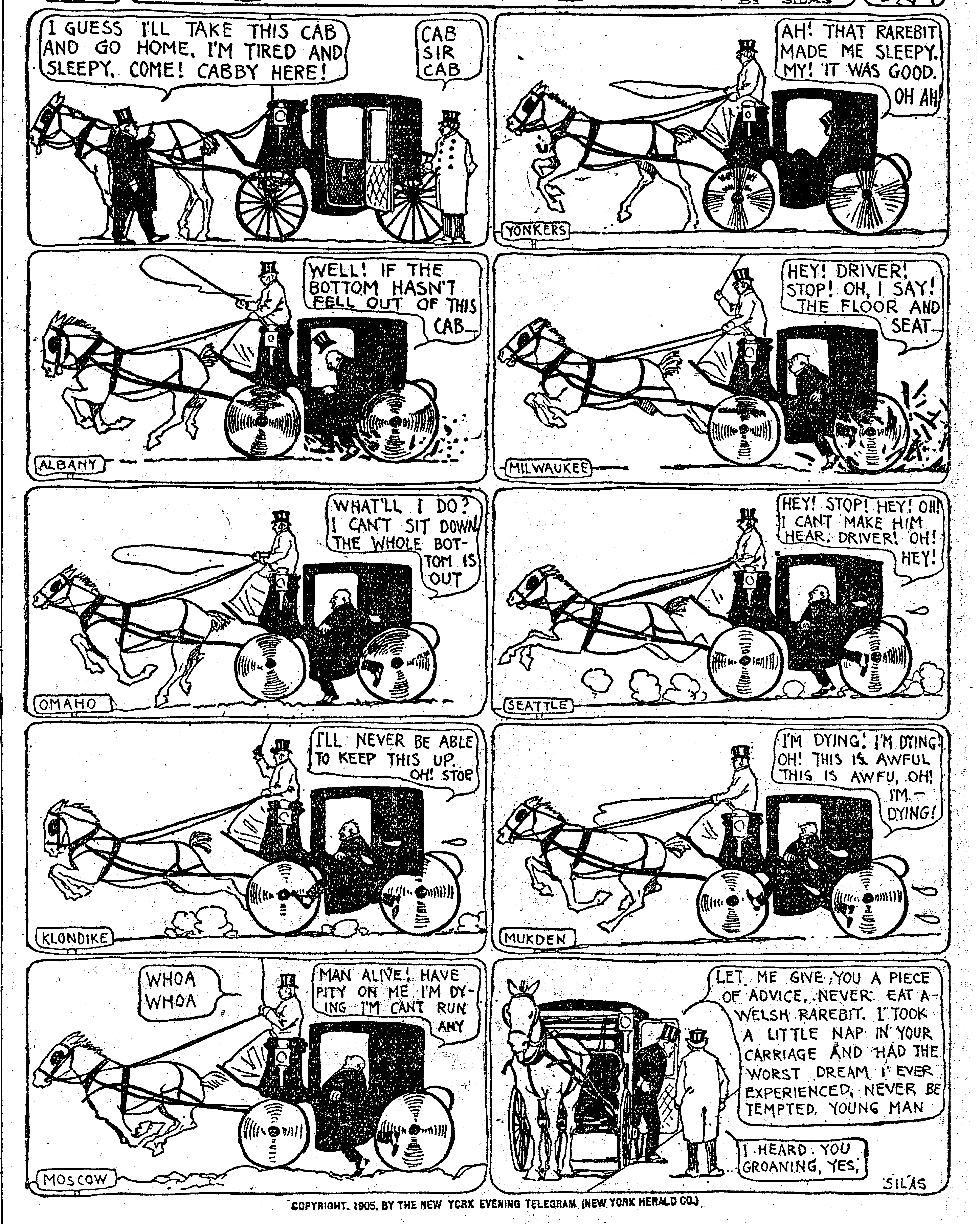 Dream of the Rarebit Fiend, strip 81 of 820. Winsor McCay (1904–1913), public domain. Scan: Internet Archive.