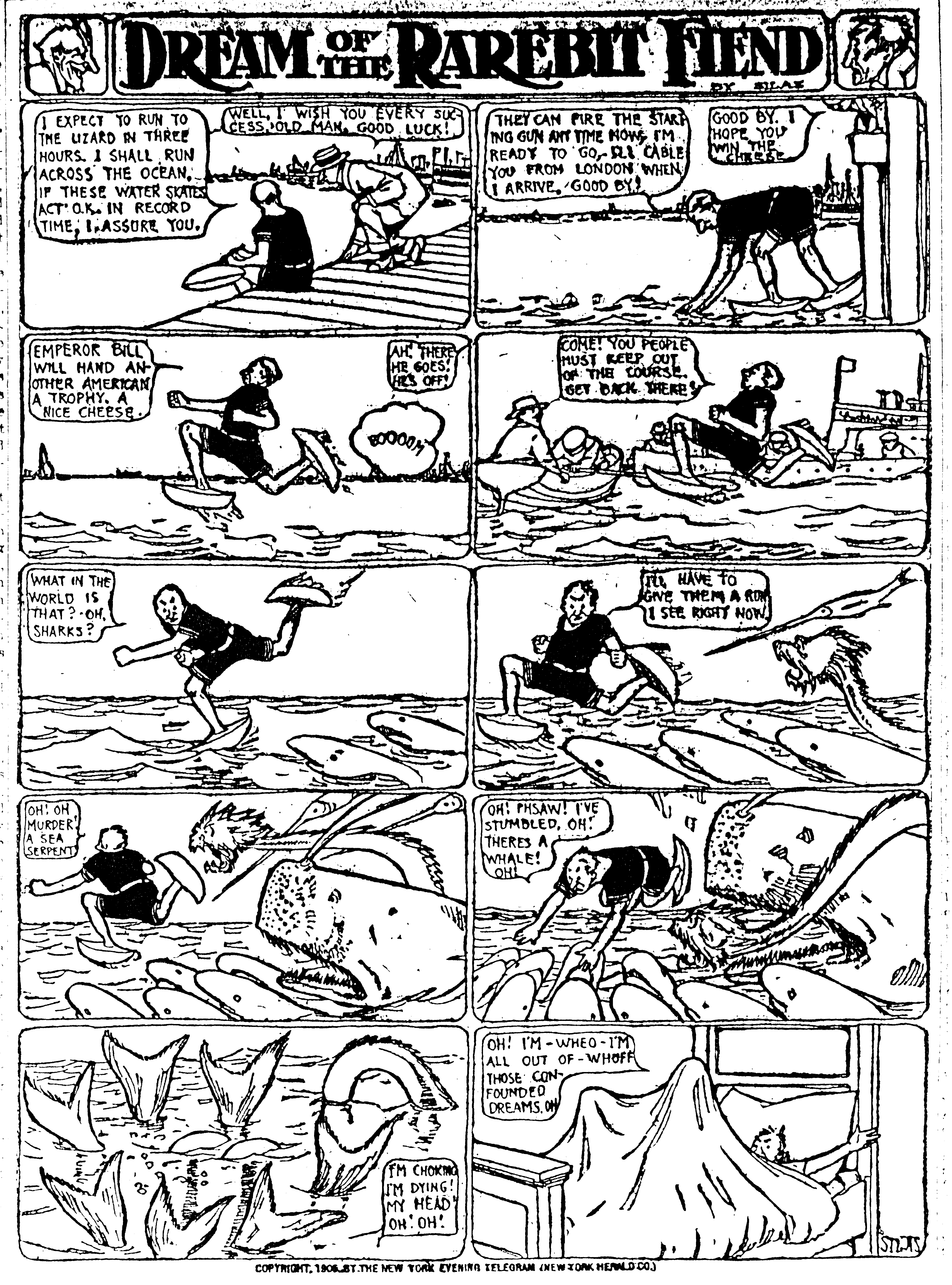 Dream of the Rarebit Fiend, strip 82 of 820. Winsor McCay (1904–1913), public domain. Scan: Internet Archive.