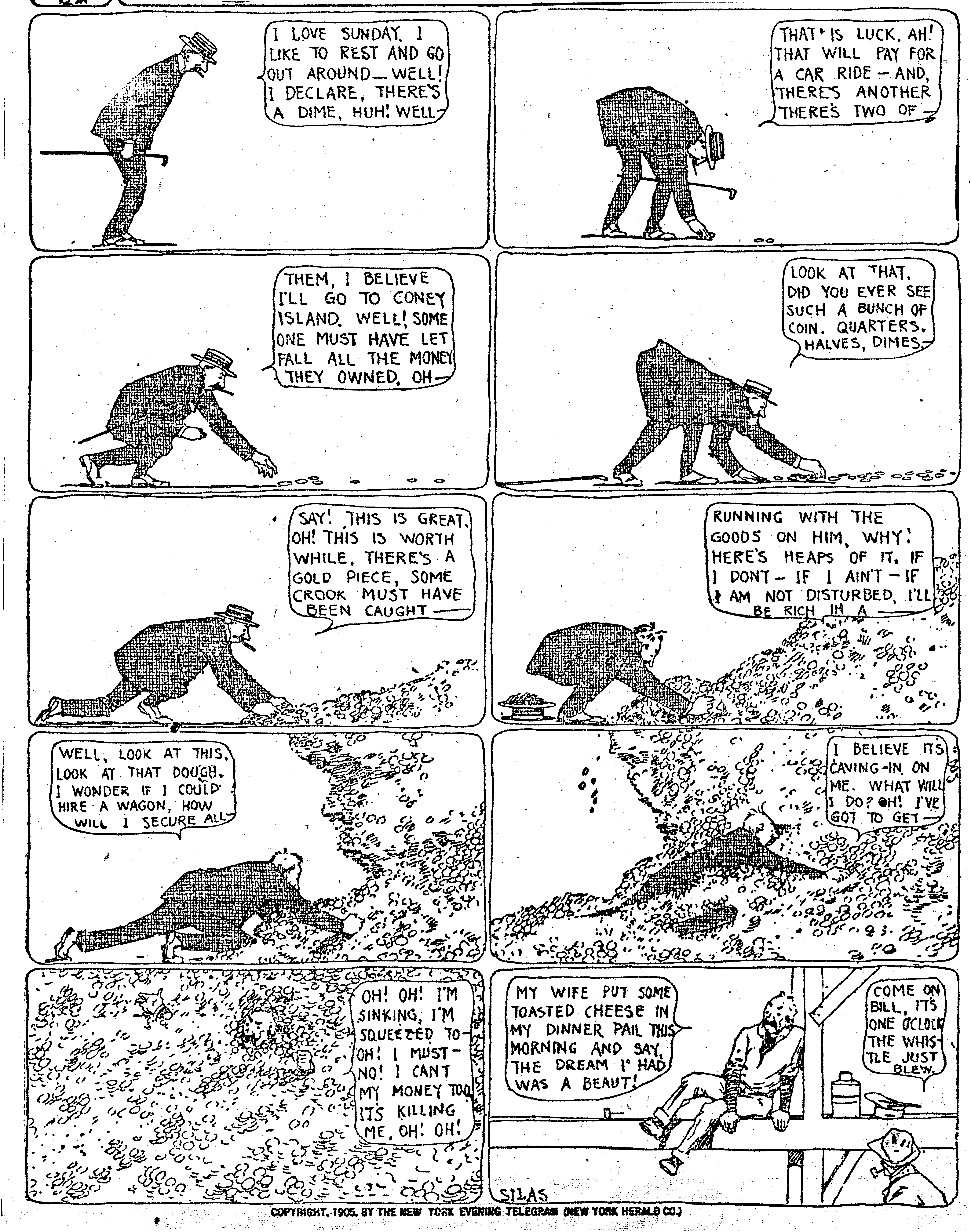 Dream of the Rarebit Fiend, strip 84 of 820. Winsor McCay (1904–1913), public domain. Scan: Internet Archive.
