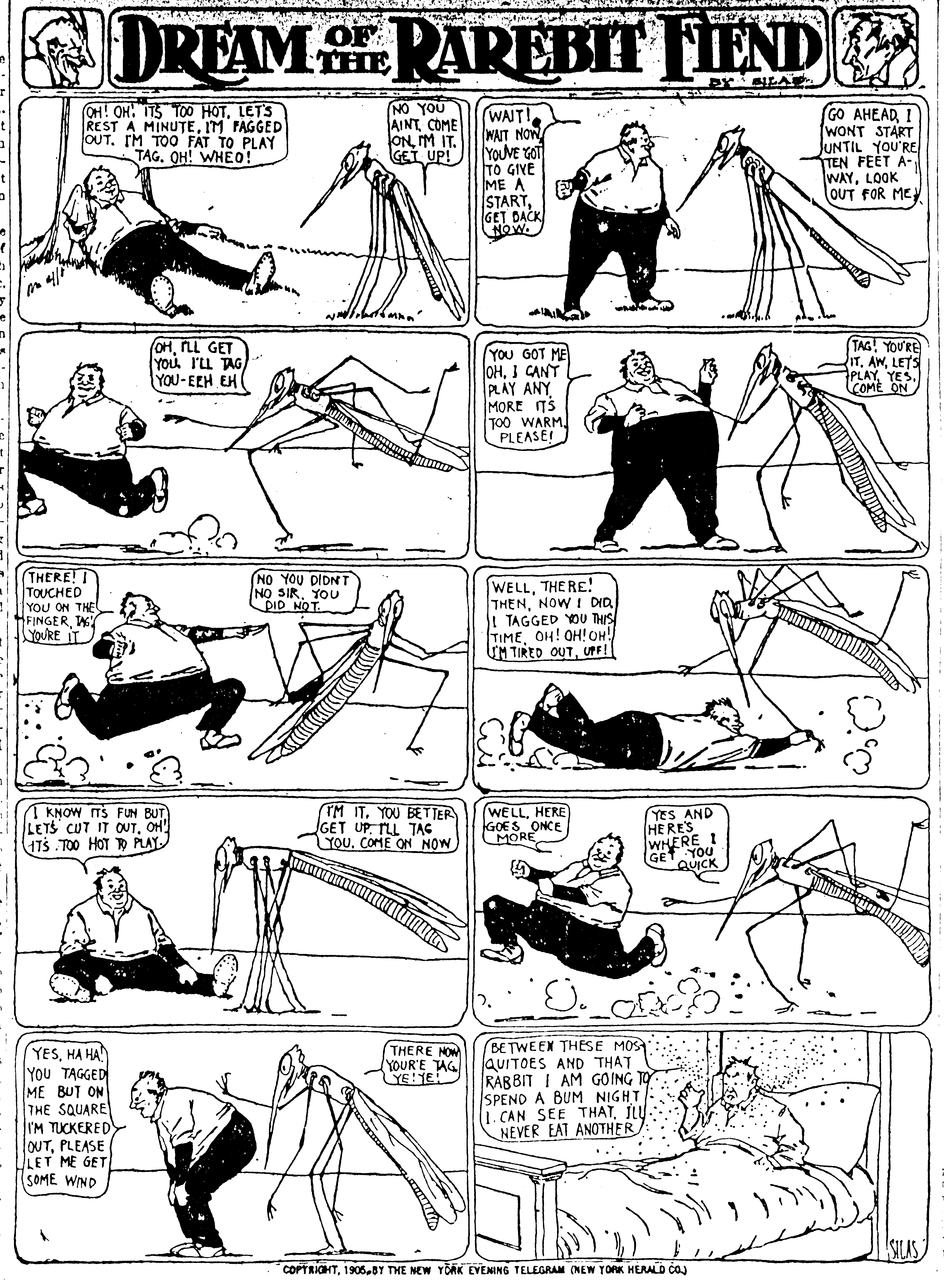 Dream of the Rarebit Fiend, strip 86 of 820. Winsor McCay (1904–1913), public domain. Scan: Internet Archive.