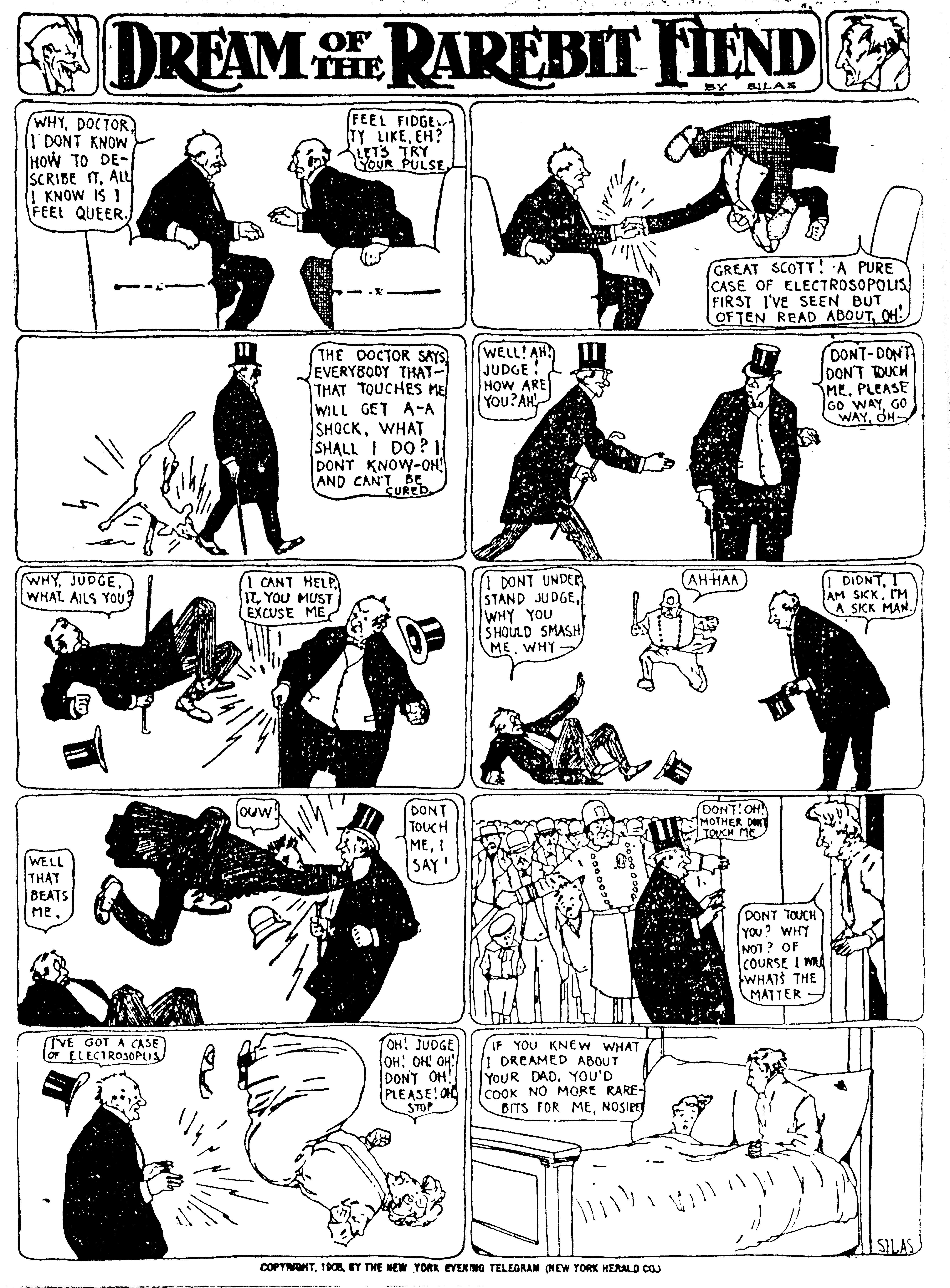 Dream of the Rarebit Fiend, strip 88 of 820. Winsor McCay (1904–1913), public domain. Scan: Internet Archive.