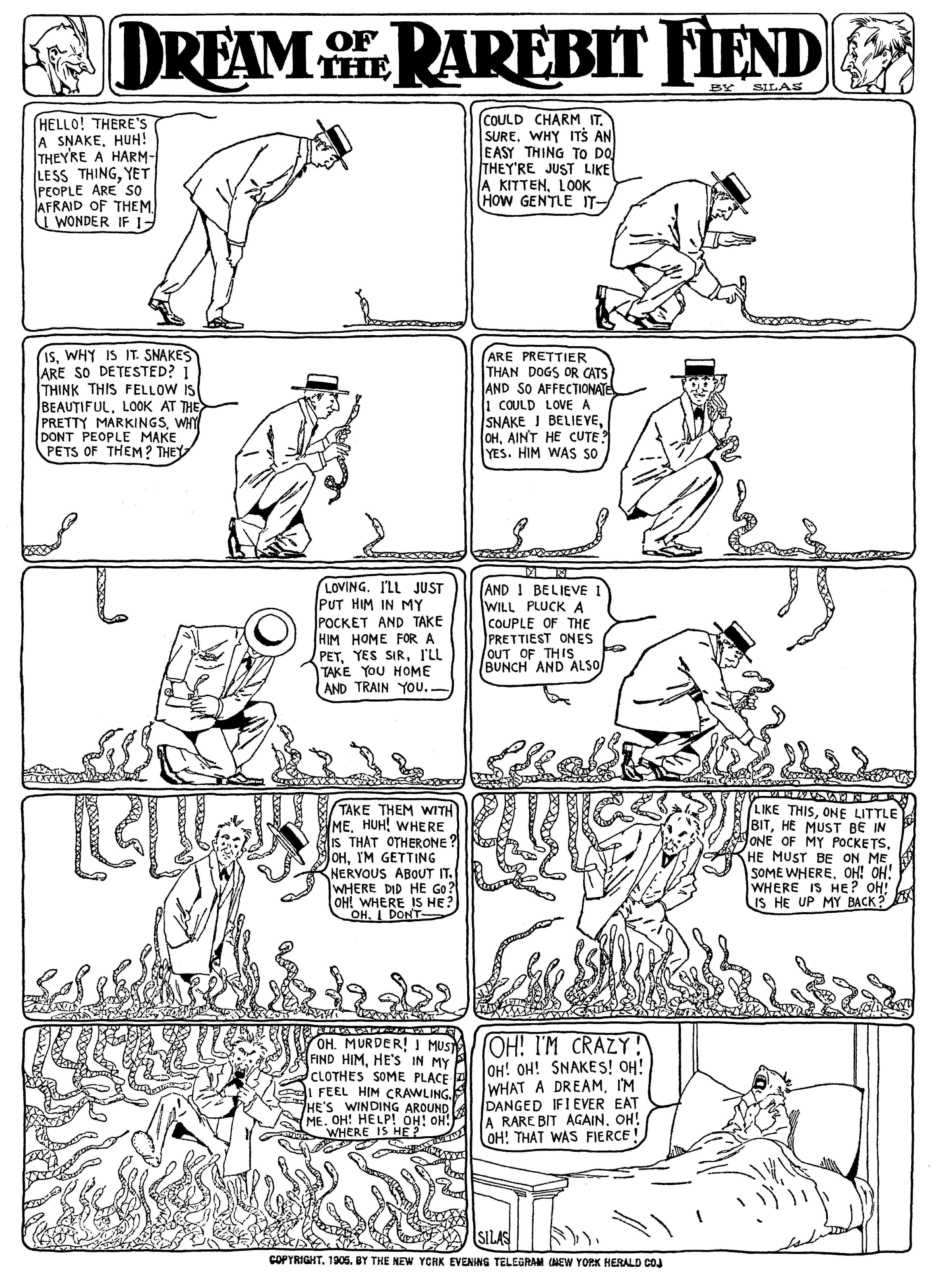 Dream of the Rarebit Fiend, strip 89 of 820. Winsor McCay (1904–1913), public domain. Scan: Internet Archive.
