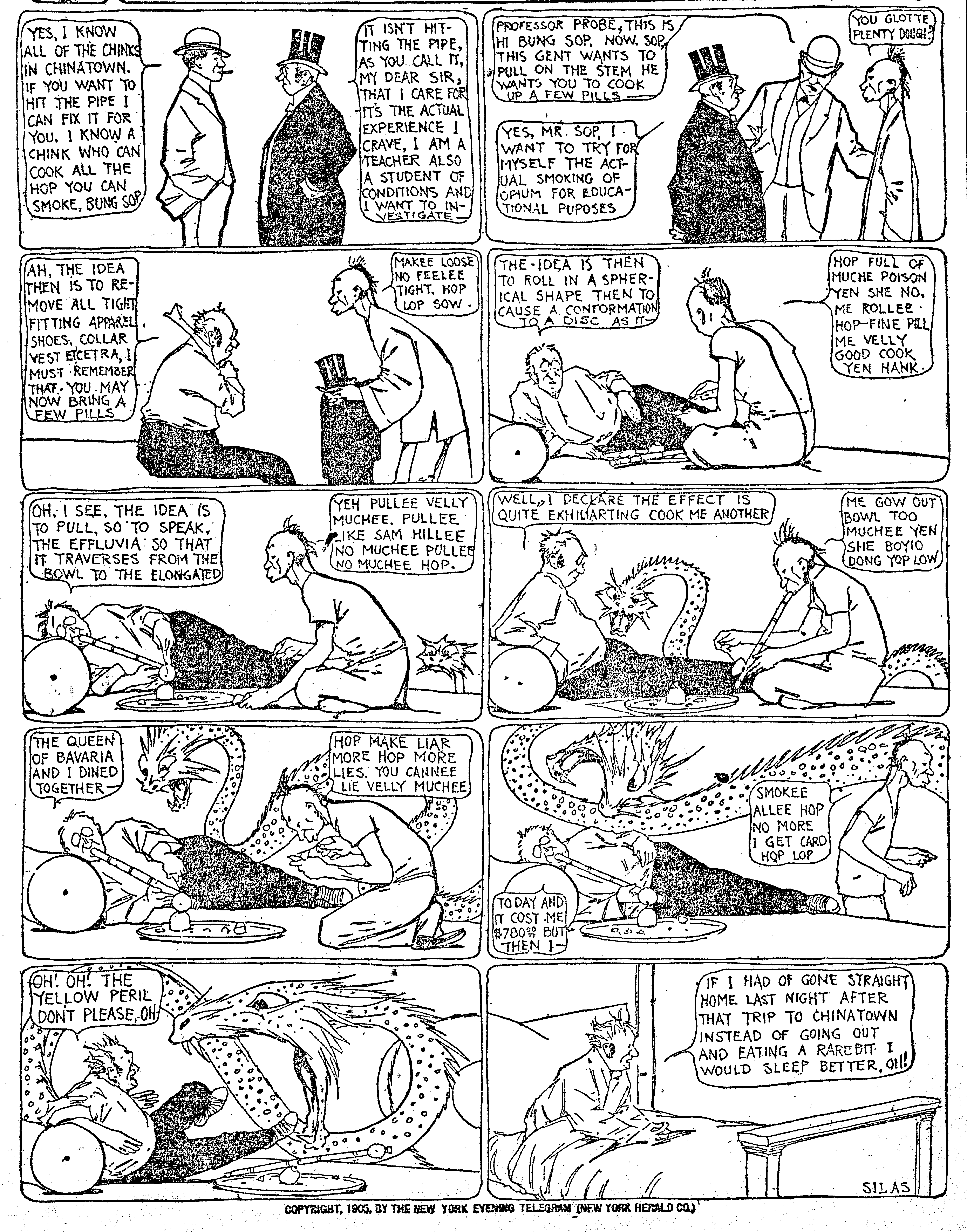 Dream of the Rarebit Fiend, strip 95 of 820. Winsor McCay (1904–1913), public domain. Scan: Internet Archive.
