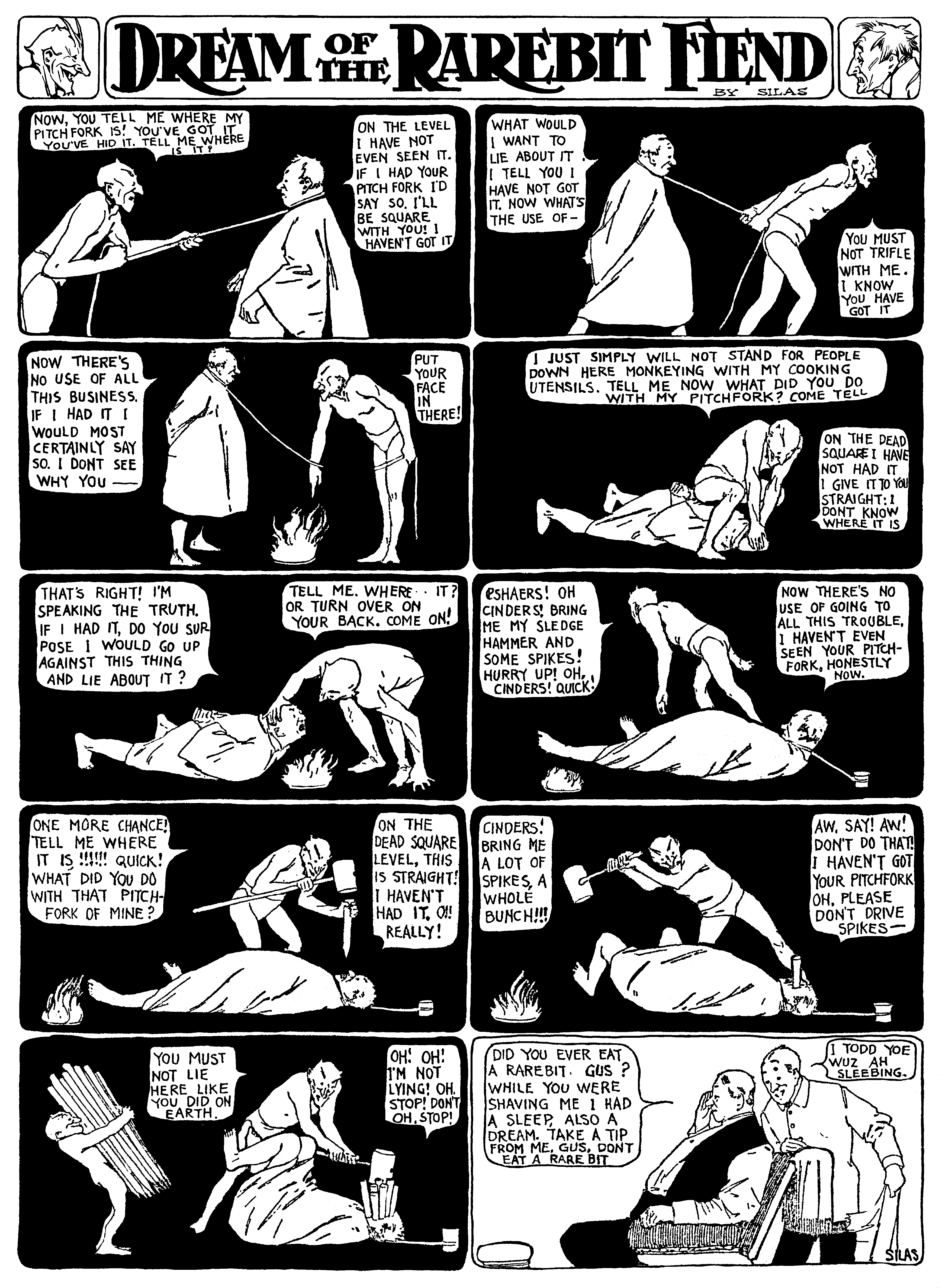 Dream of the Rarebit Fiend, strip 96 of 820. Winsor McCay (1904–1913), public domain. Scan: Internet Archive.