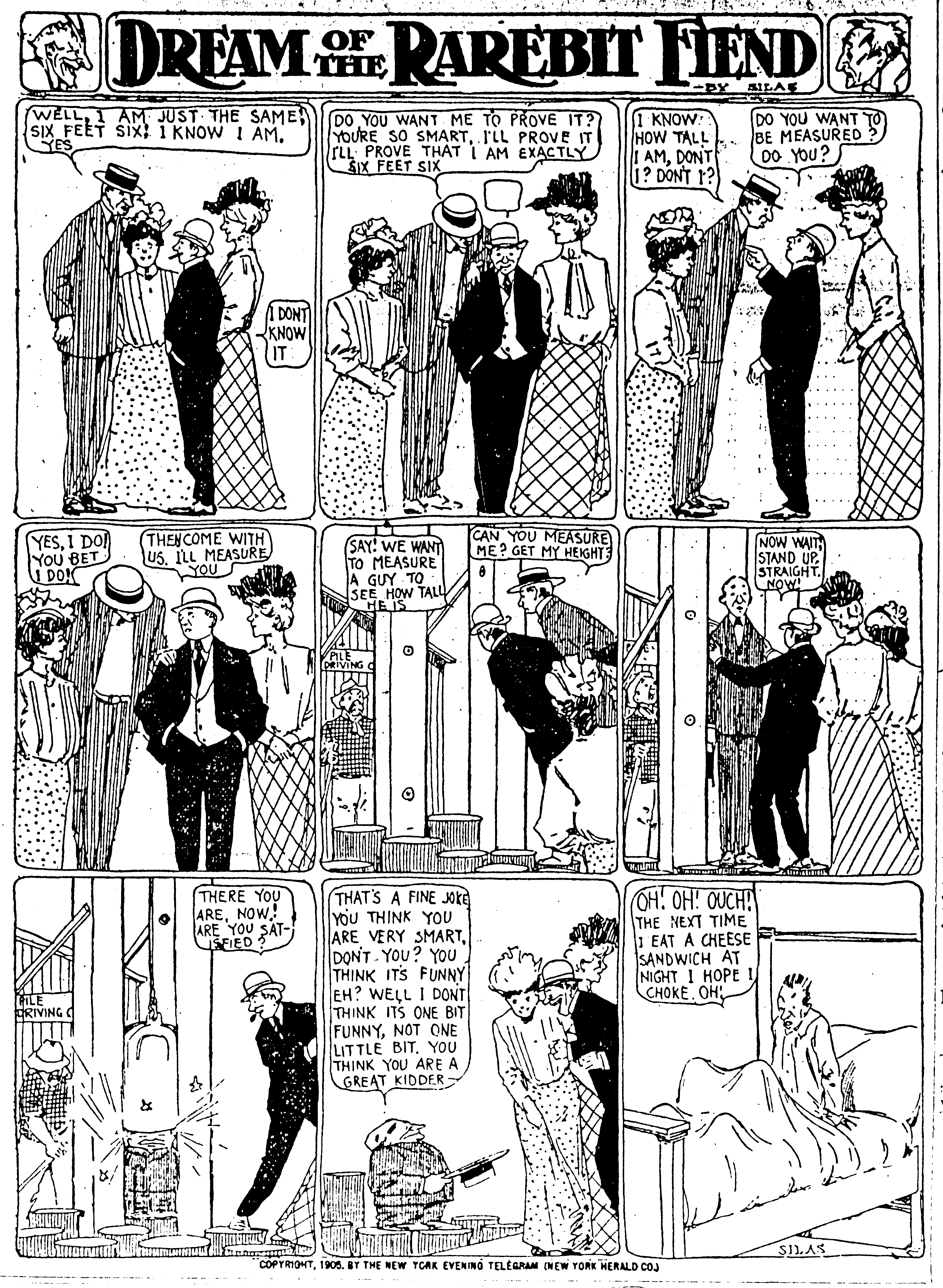 Dream of the Rarebit Fiend, strip 97 of 820. Winsor McCay (1904–1913), public domain. Scan: Internet Archive.