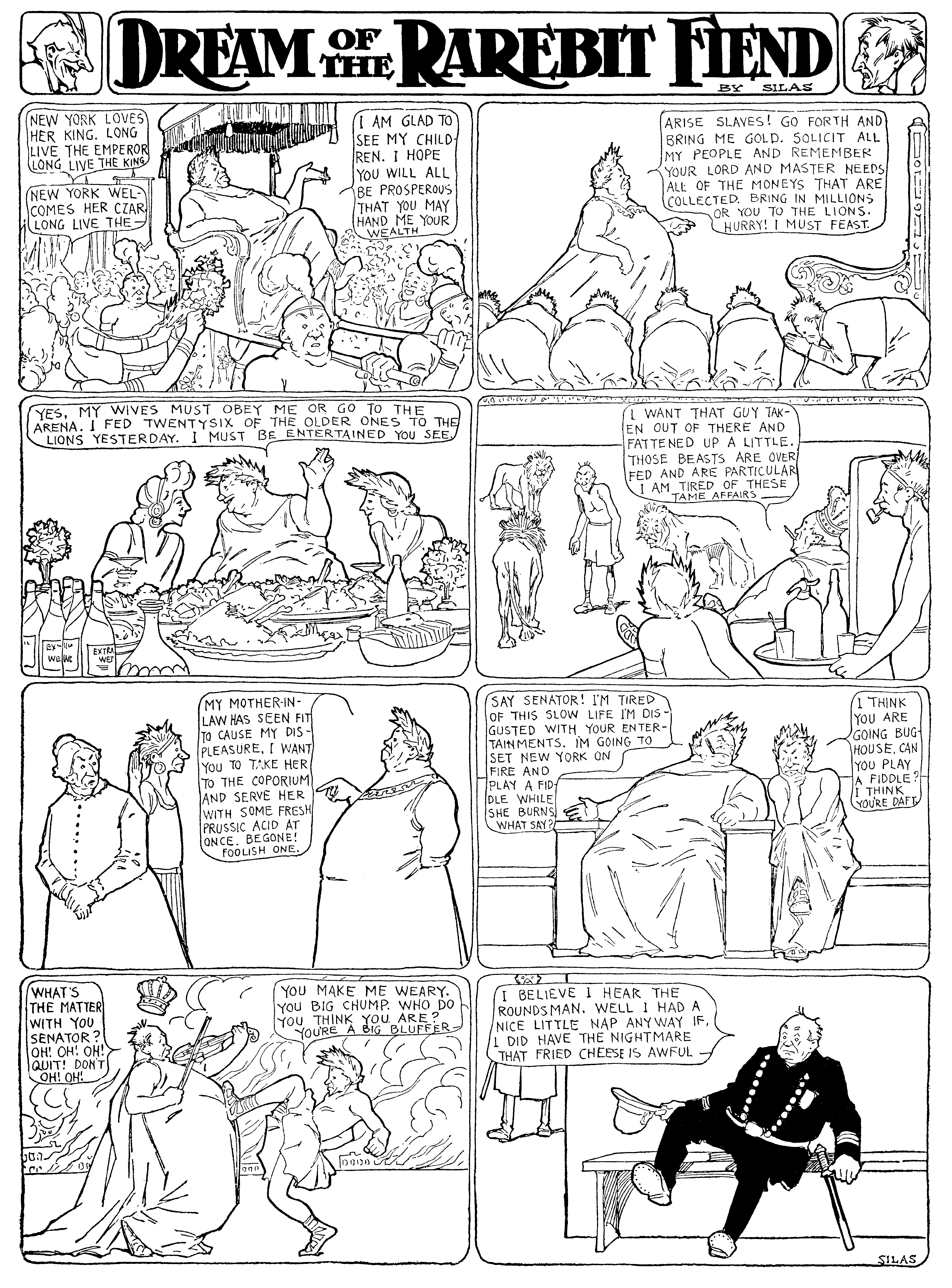 Dream of the Rarebit Fiend, strip 100 of 820. Winsor McCay (1904–1913), public domain. Scan: Internet Archive.