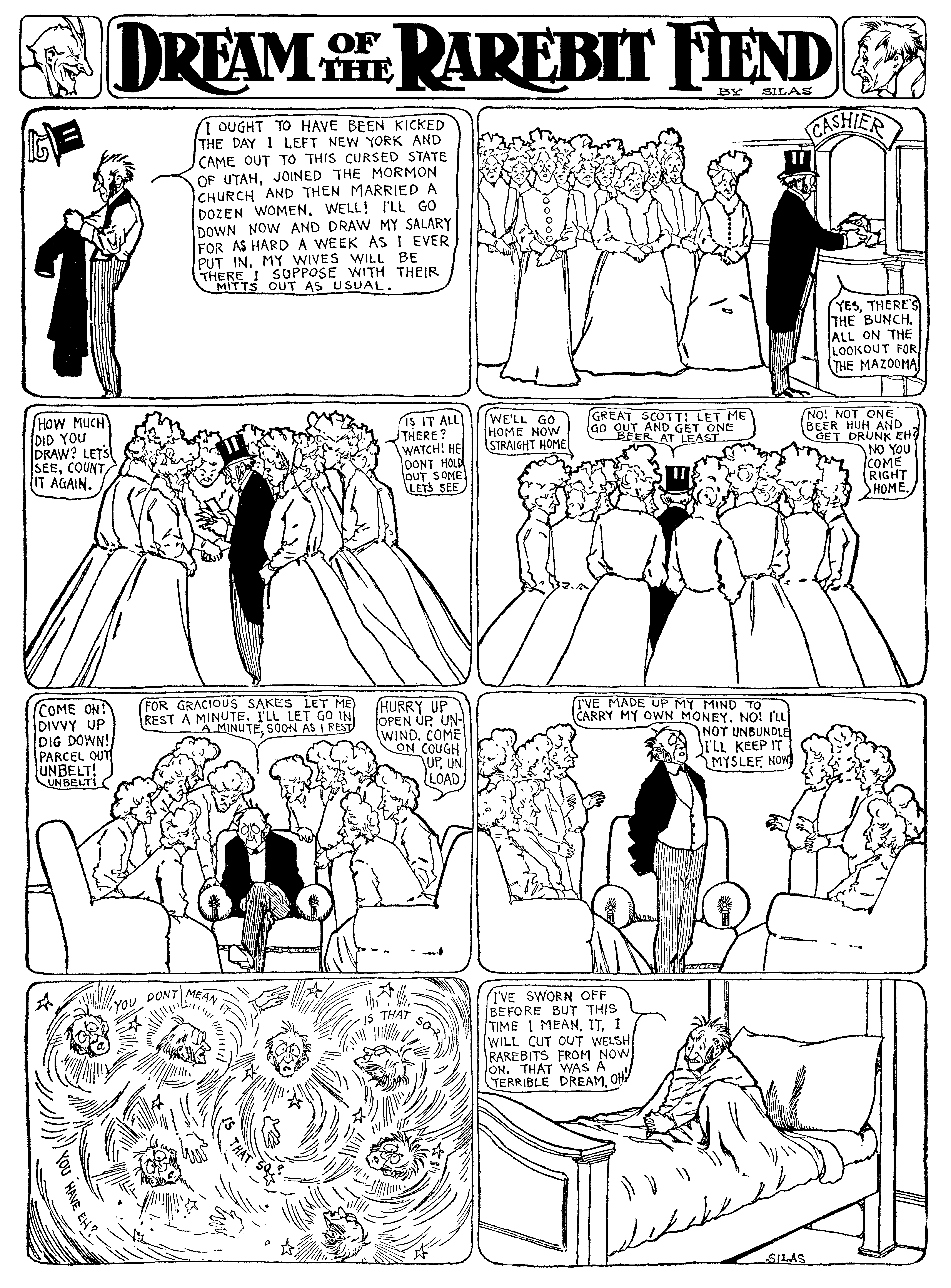 Dream of the Rarebit Fiend, strip 56 of 820. Winsor McCay (1904–1913), public domain. Scan: Internet Archive.