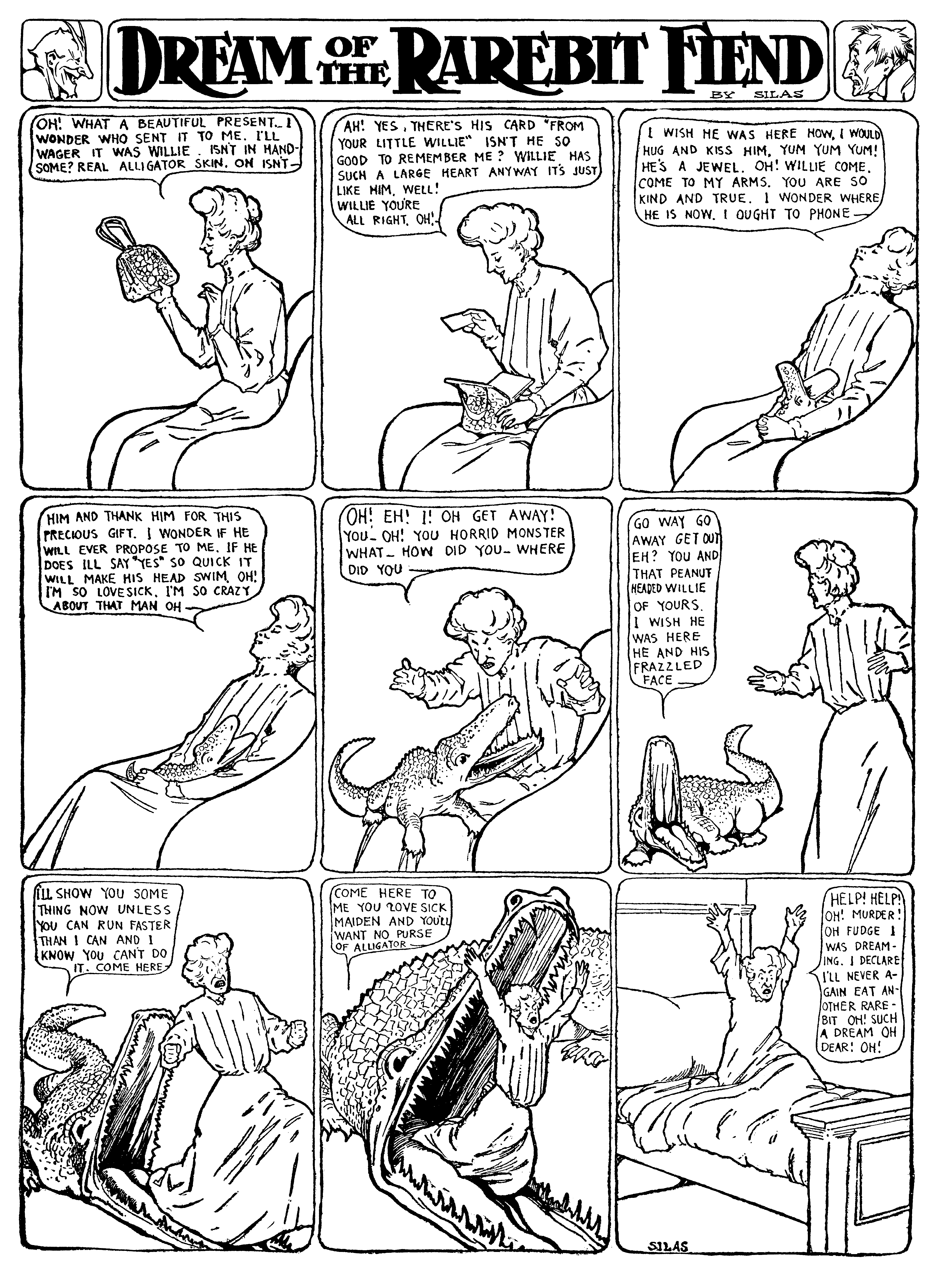 Dream of the Rarebit Fiend, strip 57 of 820. Winsor McCay (1904–1913), public domain. Scan: Internet Archive.