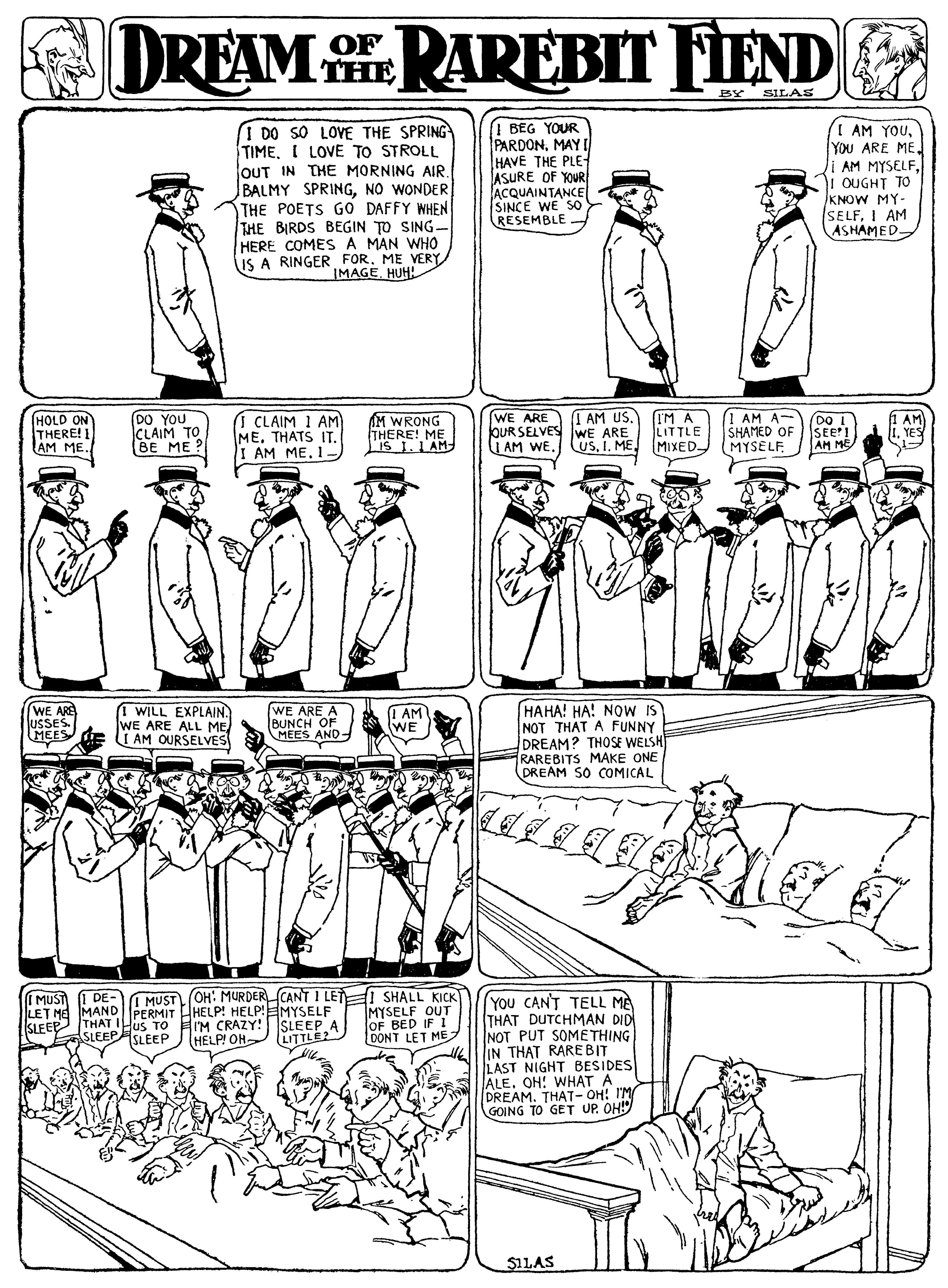 Dream of the Rarebit Fiend, strip 58 of 820. Winsor McCay (1904–1913), public domain. Scan: Internet Archive.