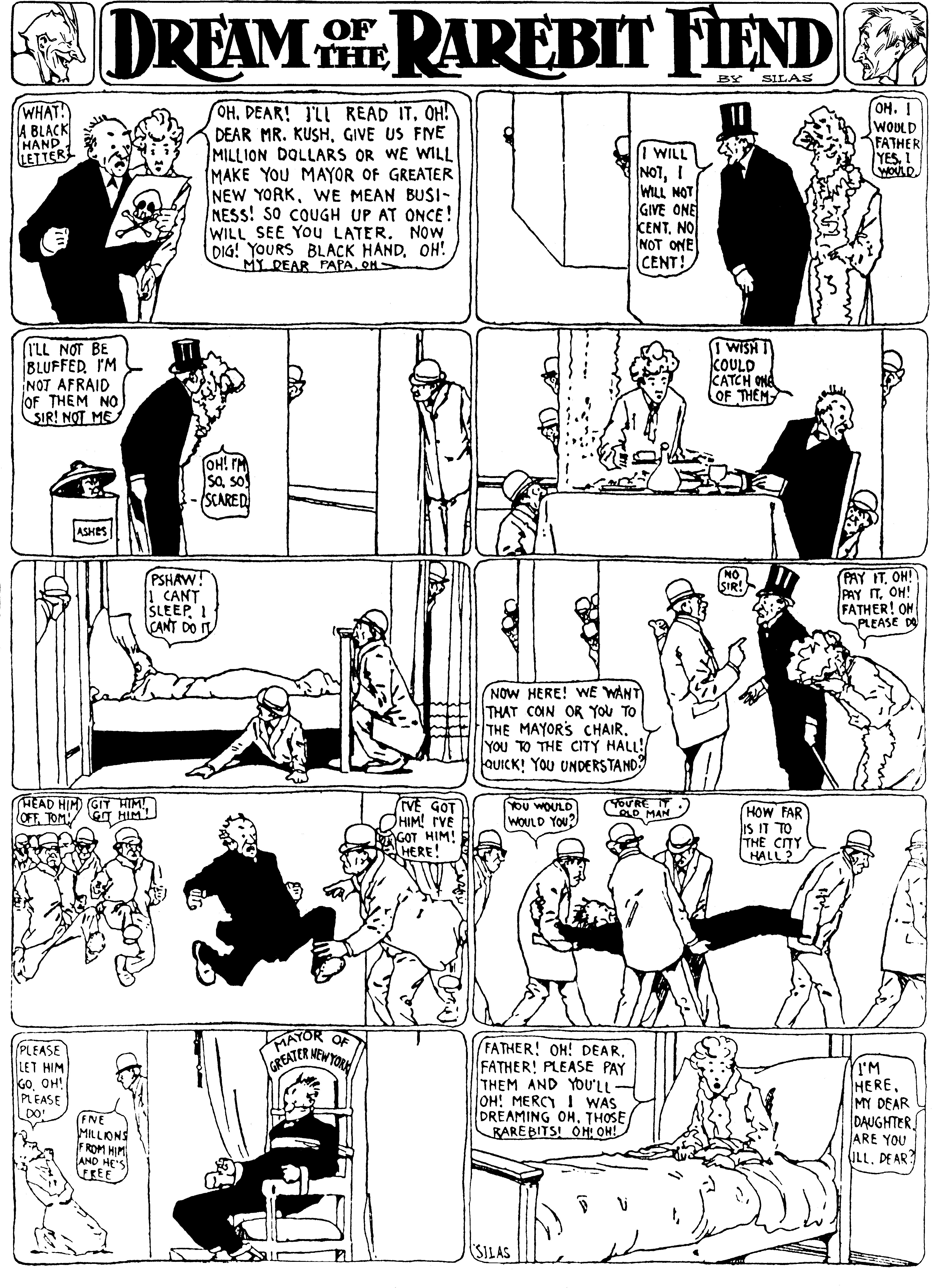 Dream of the Rarebit Fiend, strip 114 of 820. Winsor McCay (1904–1913), public domain. Scan: Internet Archive.