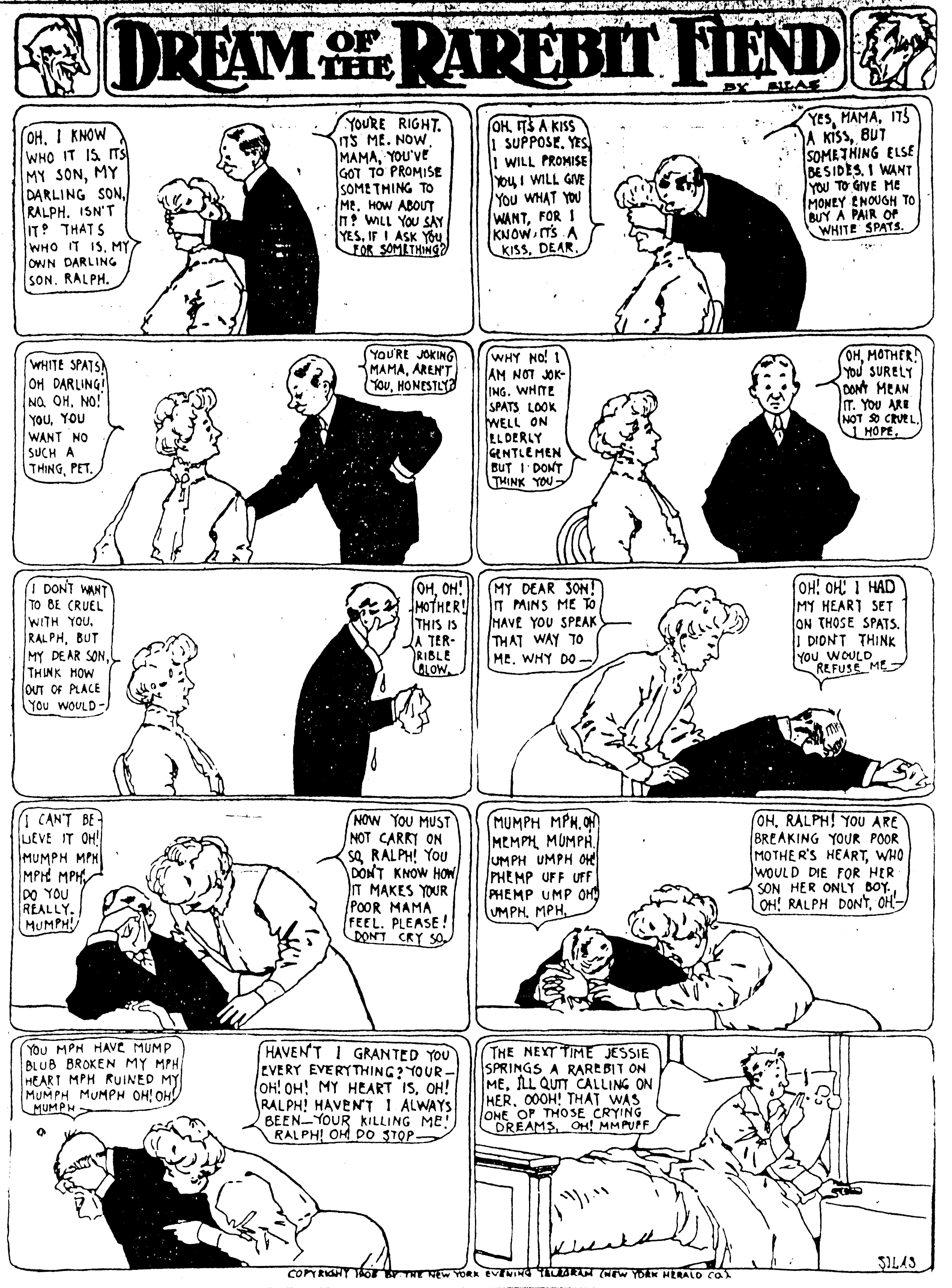 Dream of the Rarebit Fiend, strip 116 of 820. Winsor McCay (1904–1913), public domain. Scan: Internet Archive.