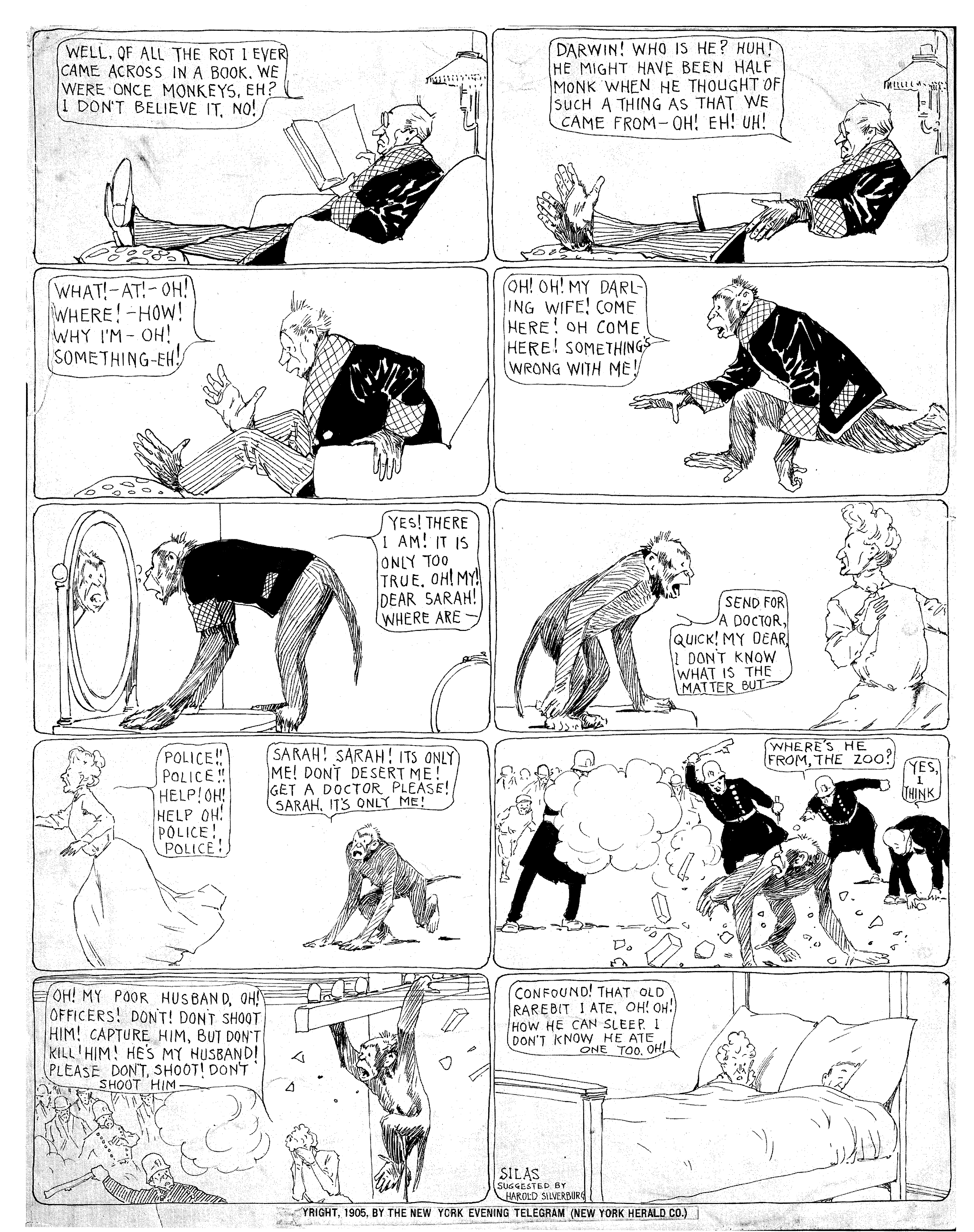 Dream of the Rarebit Fiend, strip 128 of 820. Winsor McCay (1904–1913), public domain. Scan: Internet Archive.