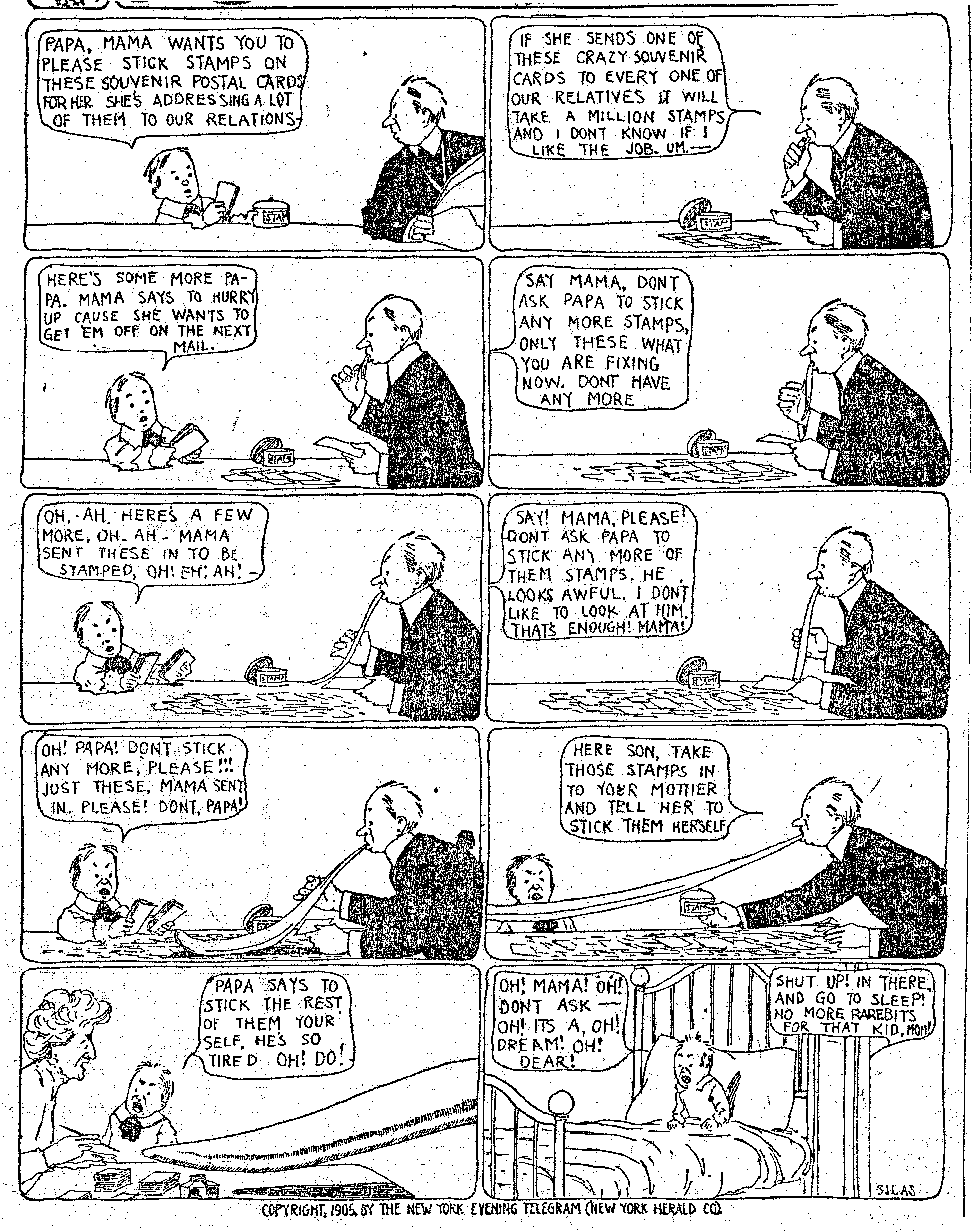 Dream of the Rarebit Fiend, strip 104 of 820. Winsor McCay (1904–1913), public domain. Scan: Internet Archive.