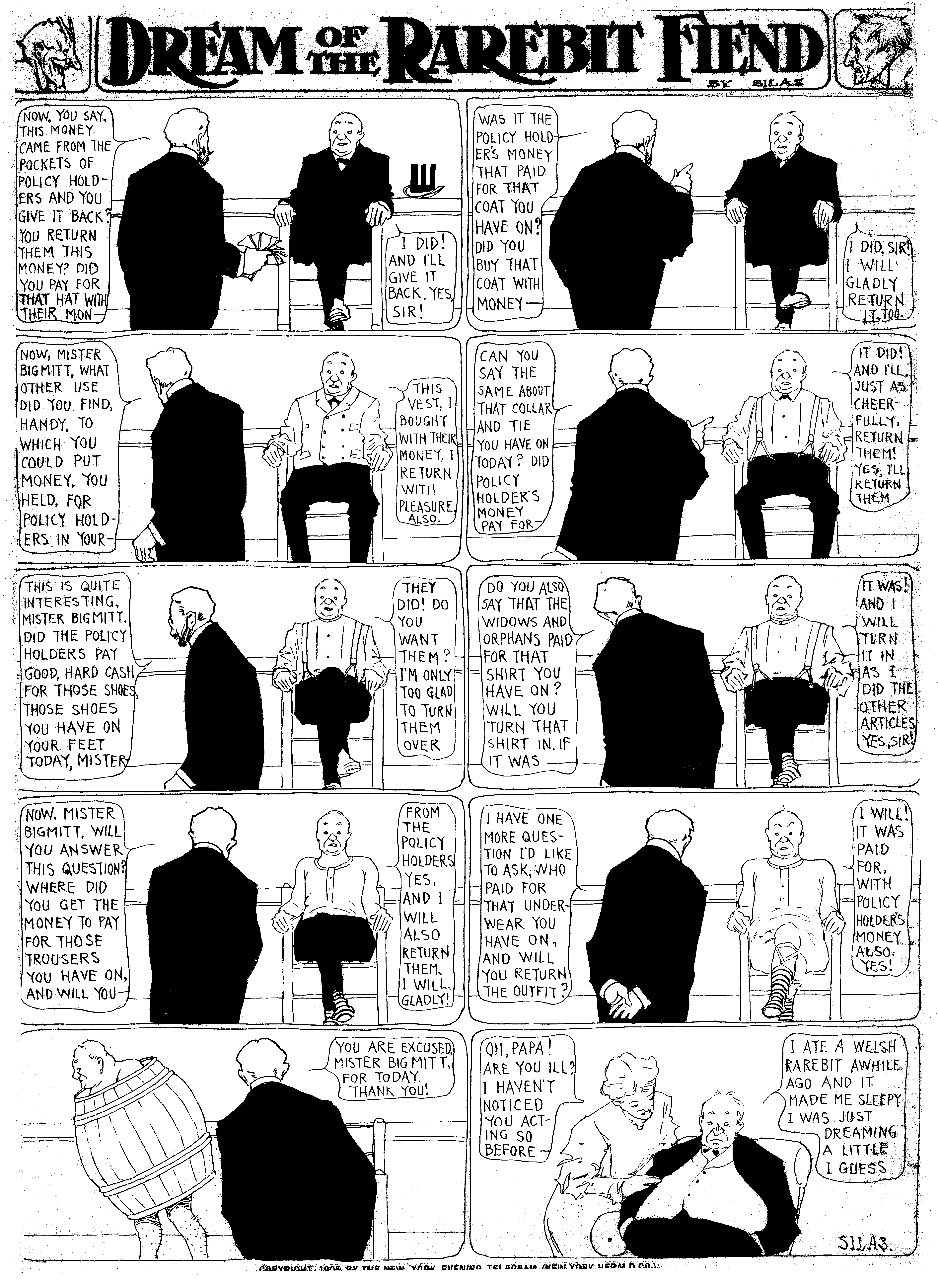 Dream of the Rarebit Fiend, strip 132 of 820. Winsor McCay (1904–1913), public domain. Scan: Internet Archive.
