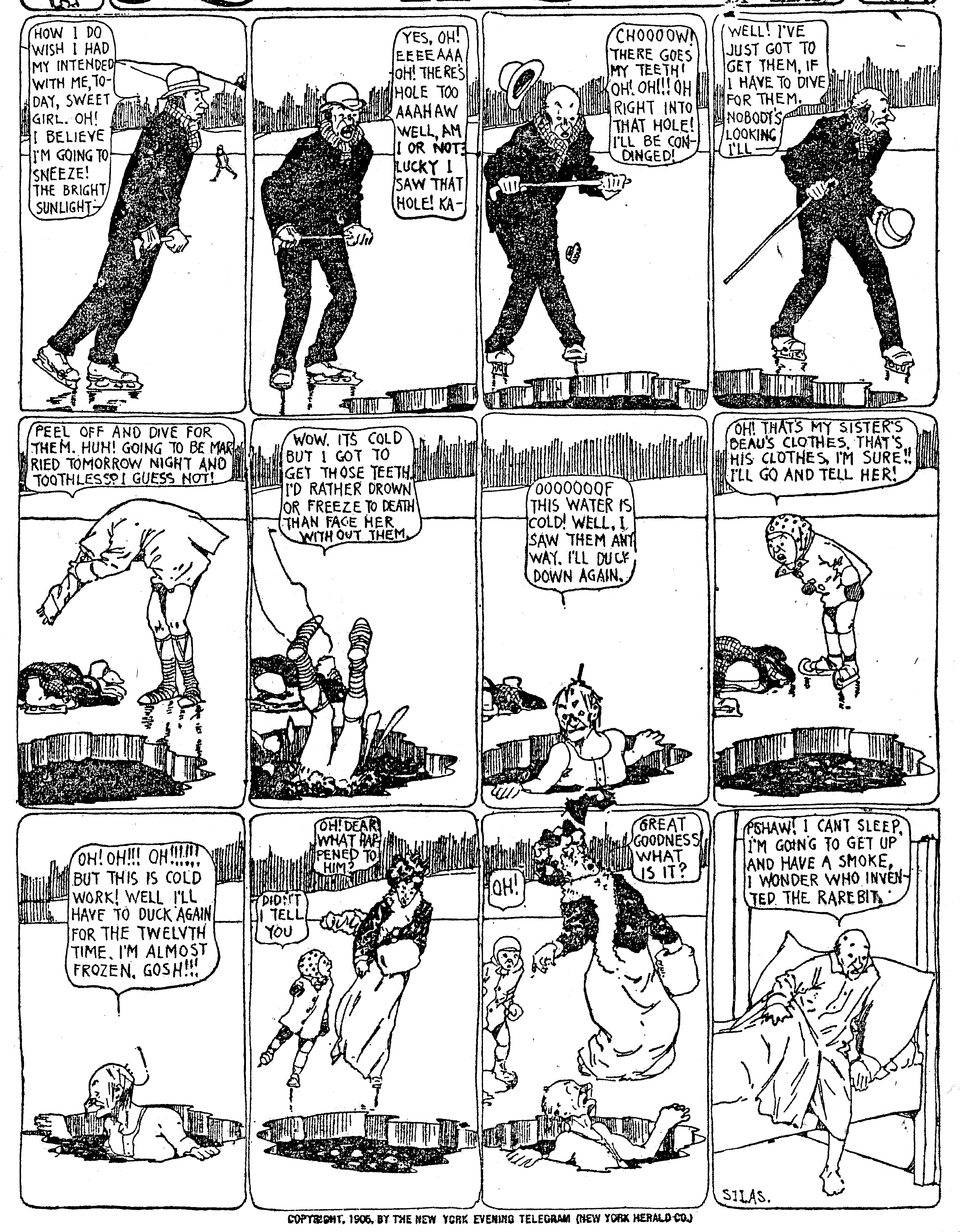 Dream of the Rarebit Fiend, strip 140 of 820. Winsor McCay (1904–1913), public domain. Scan: Internet Archive.