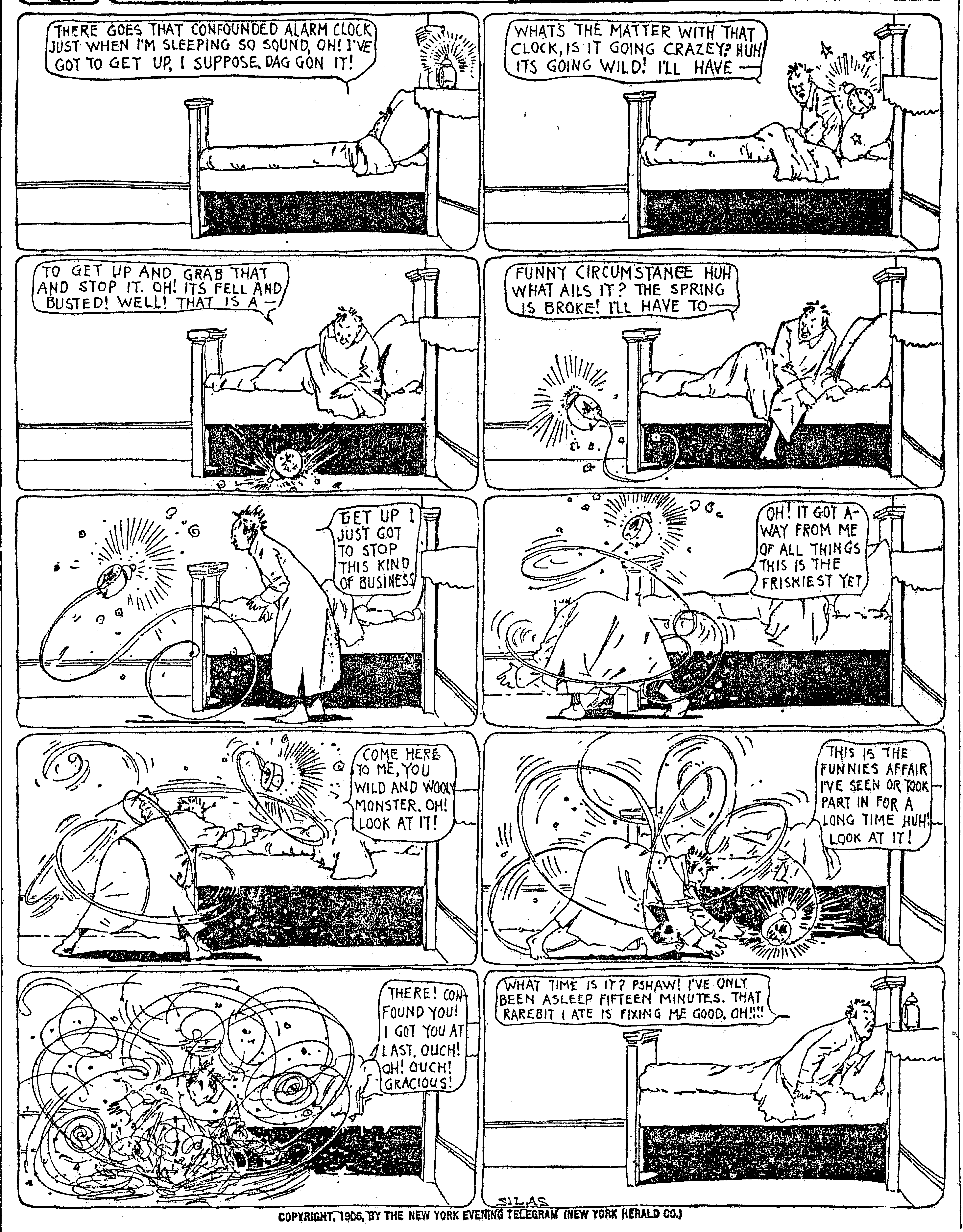 Dream of the Rarebit Fiend, strip 143 of 820. Winsor McCay (1904–1913), public domain. Scan: Internet Archive.