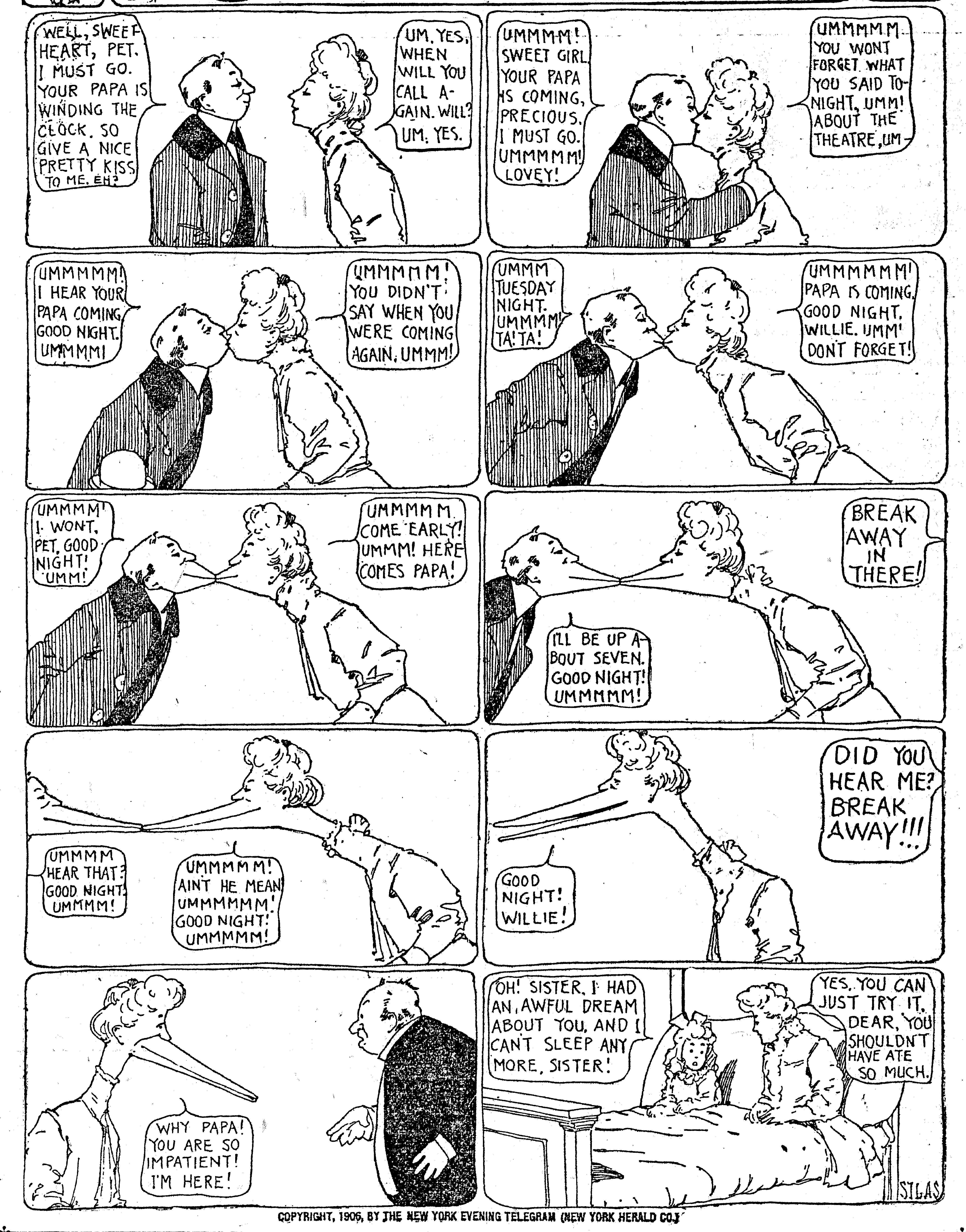 Dream of the Rarebit Fiend, strip 145 of 820. Winsor McCay (1904–1913), public domain. Scan: Internet Archive.