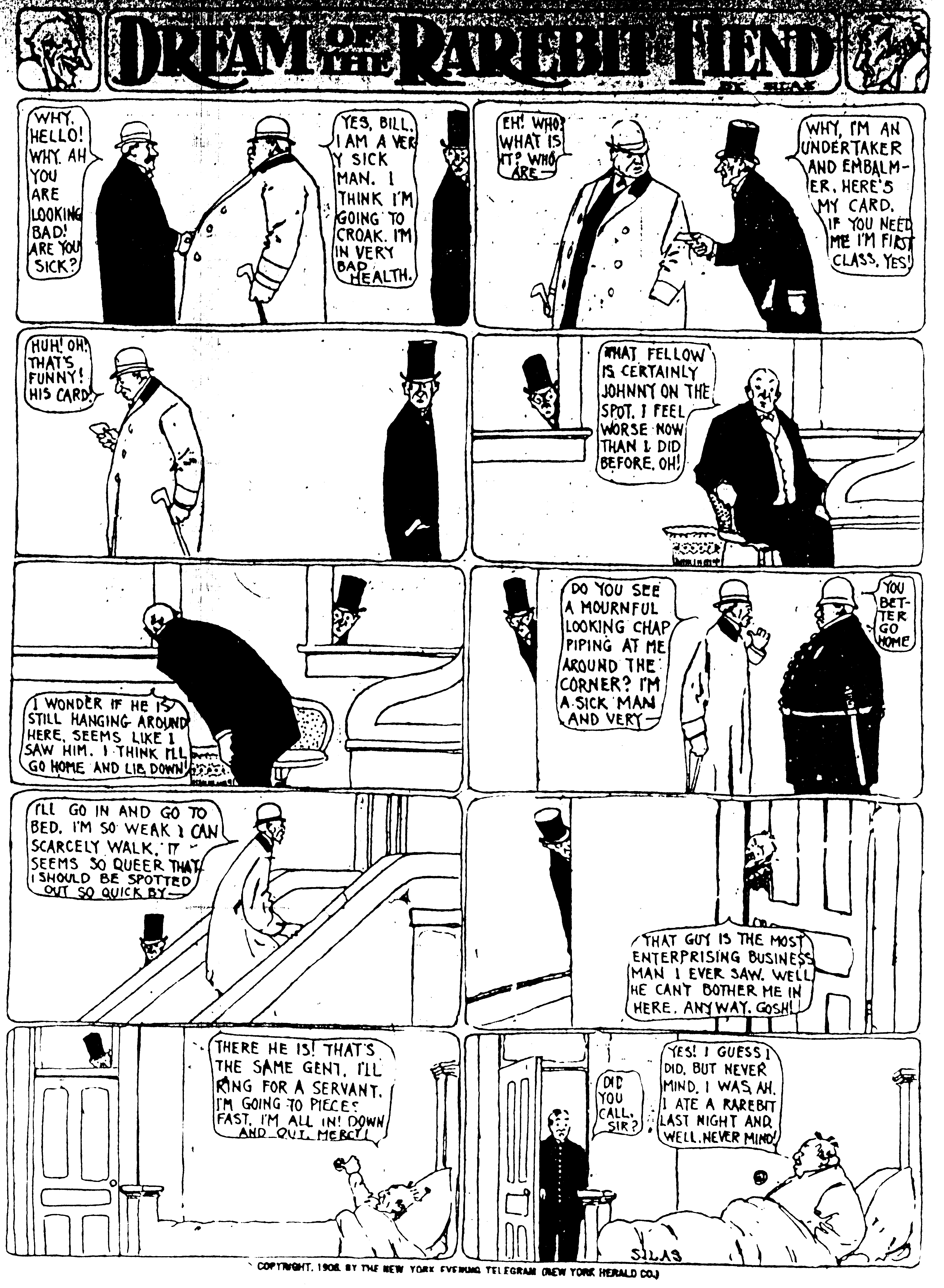 Dream of the Rarebit Fiend, strip 166 of 820. Winsor McCay (1904–1913), public domain. Scan: Internet Archive.