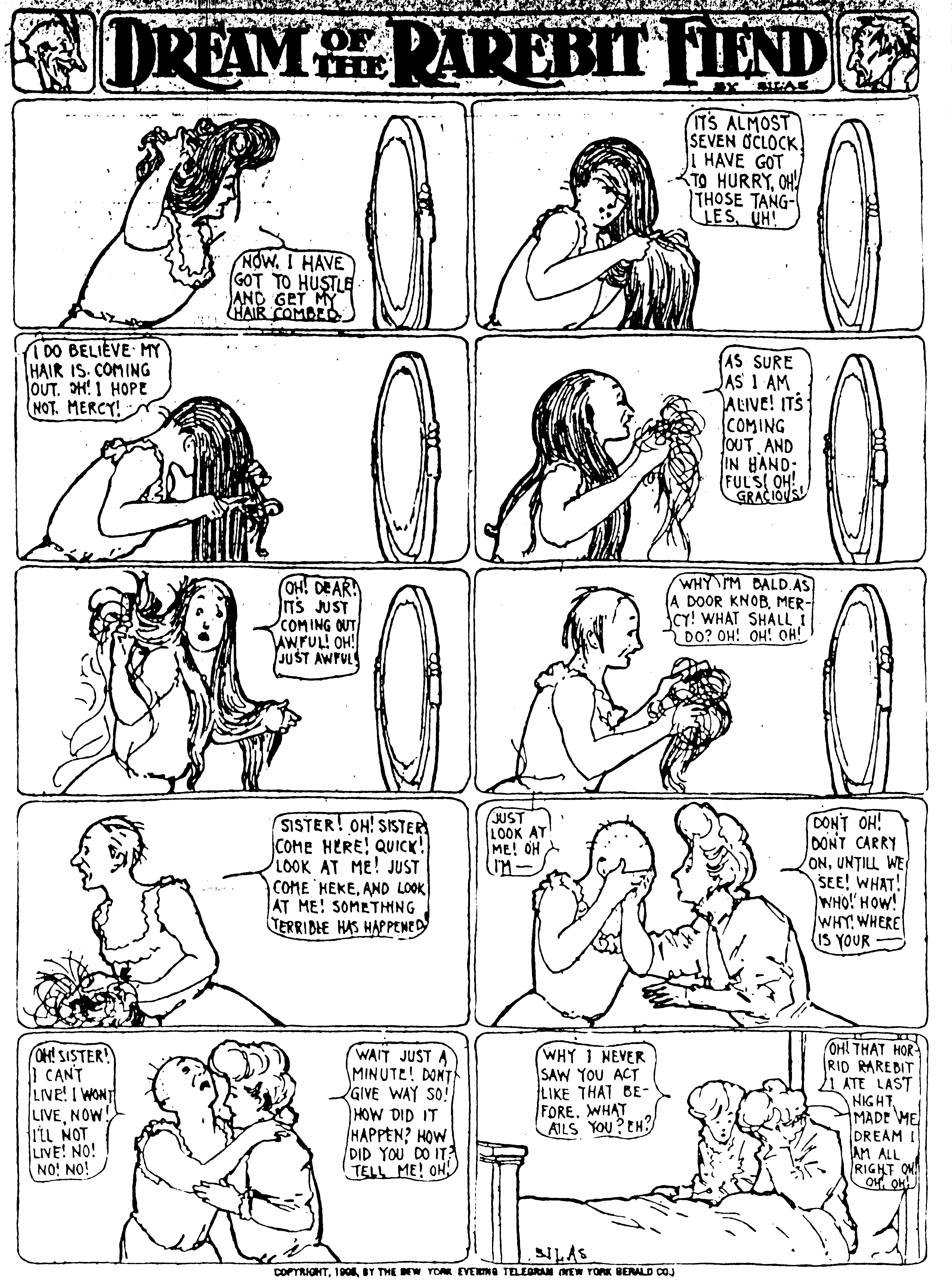 Dream of the Rarebit Fiend, strip 167 of 820. Winsor McCay (1904–1913), public domain. Scan: Internet Archive.