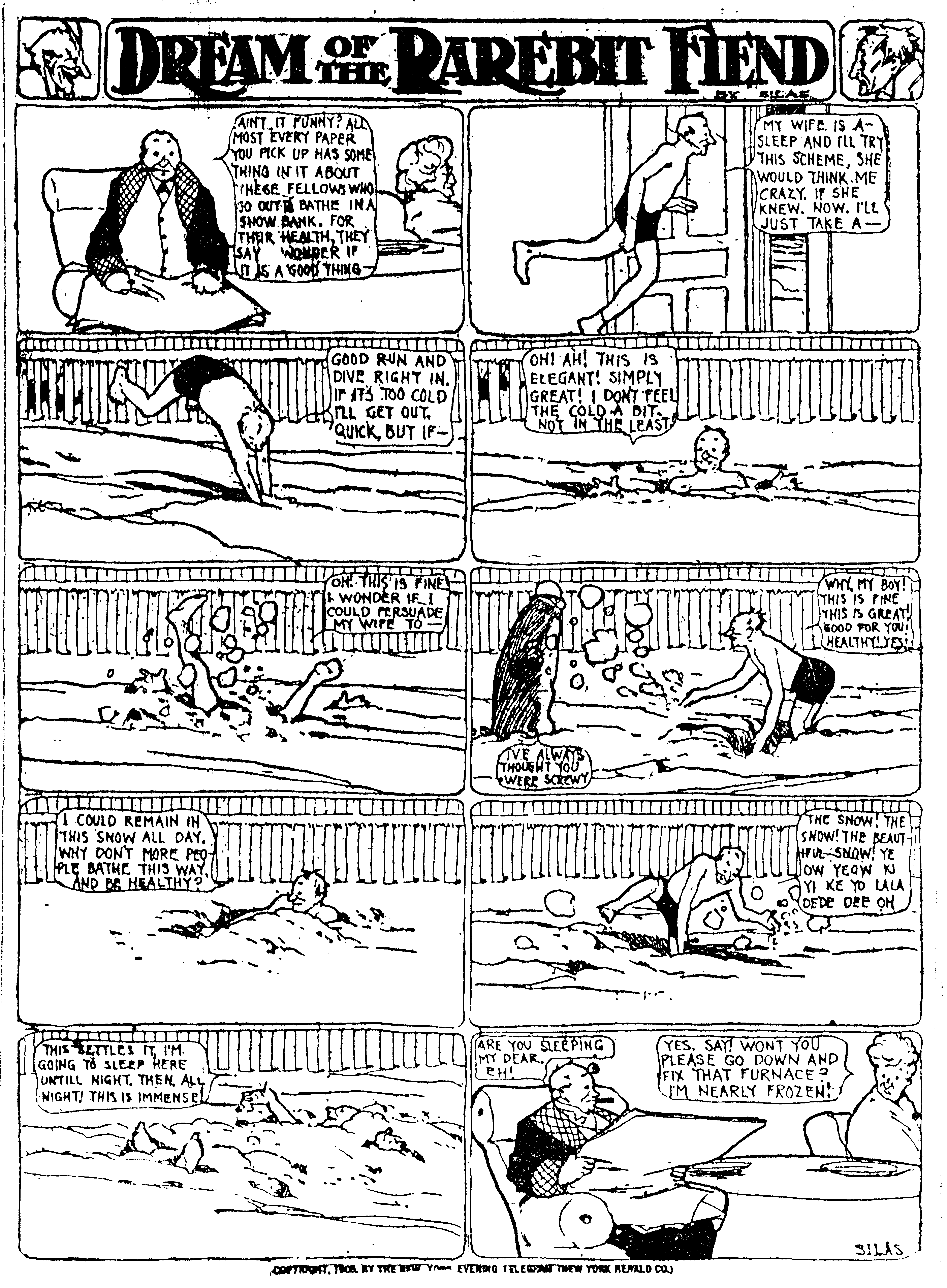 Dream of the Rarebit Fiend, strip 170 of 820. Winsor McCay (1904–1913), public domain. Scan: Internet Archive.