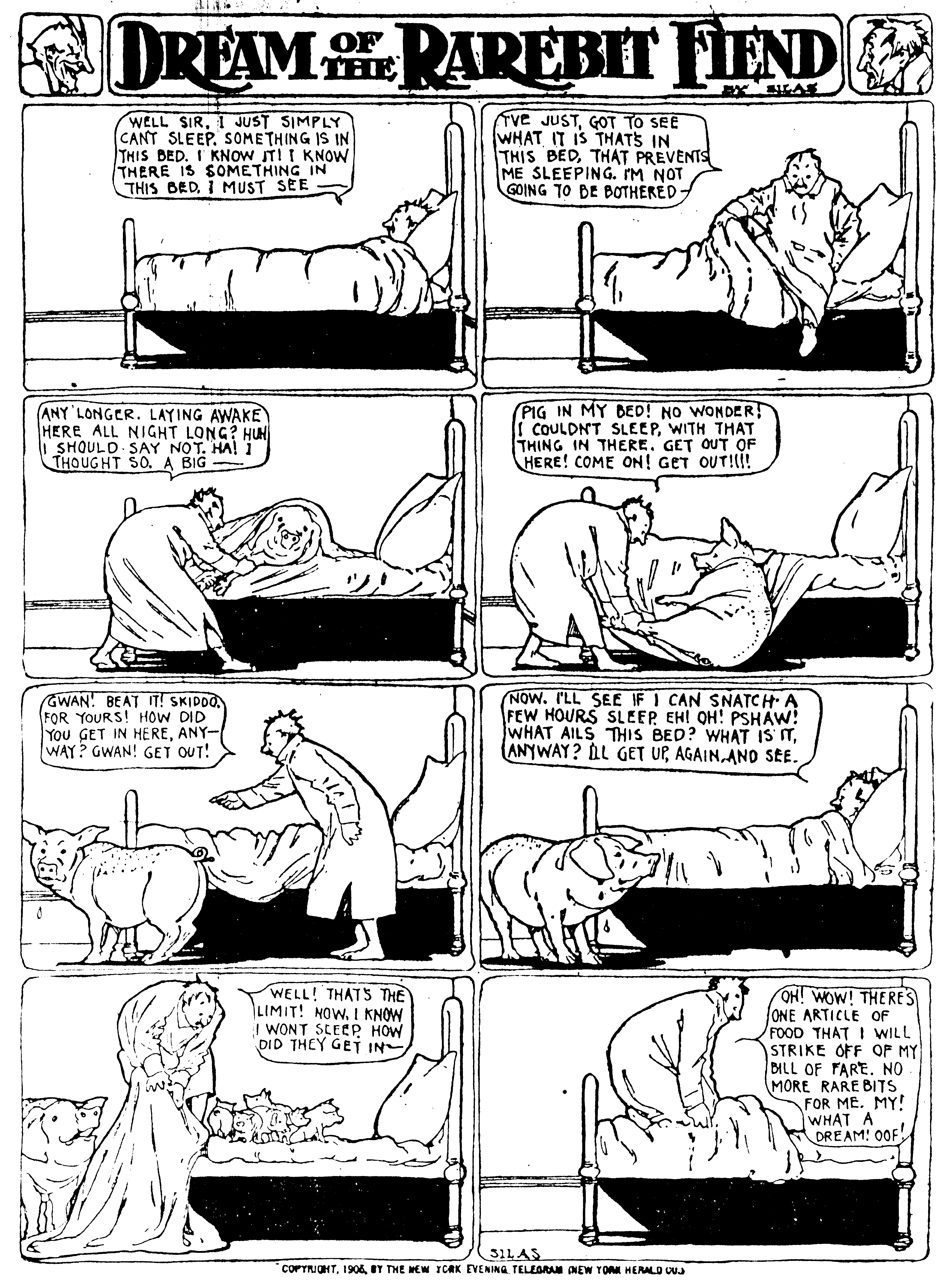 Dream of the Rarebit Fiend, strip 173 of 820. Winsor McCay (1904–1913), public domain. Scan: Internet Archive.