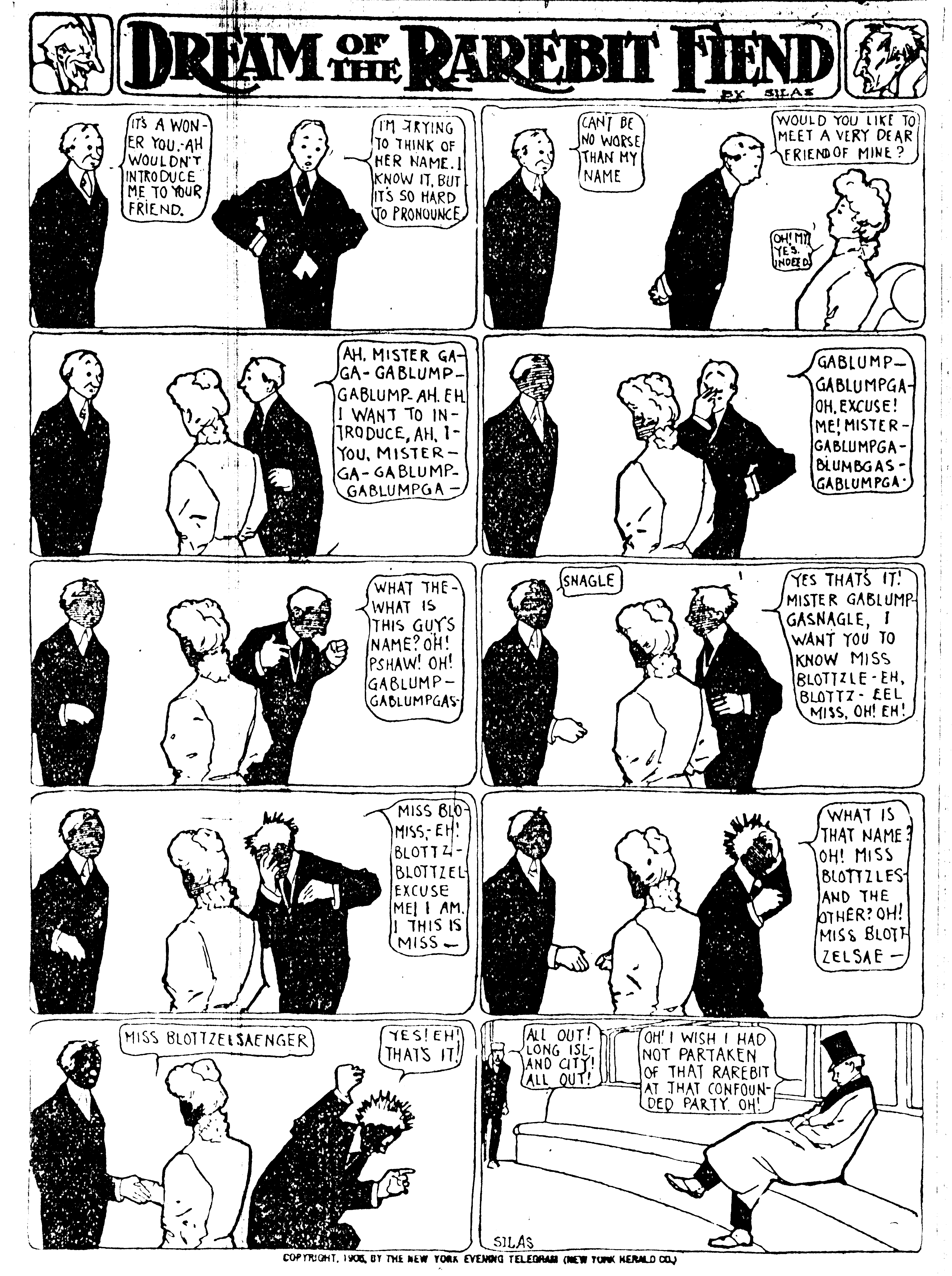 Dream of the Rarebit Fiend, strip 175 of 820. Winsor McCay (1904–1913), public domain. Scan: Internet Archive.