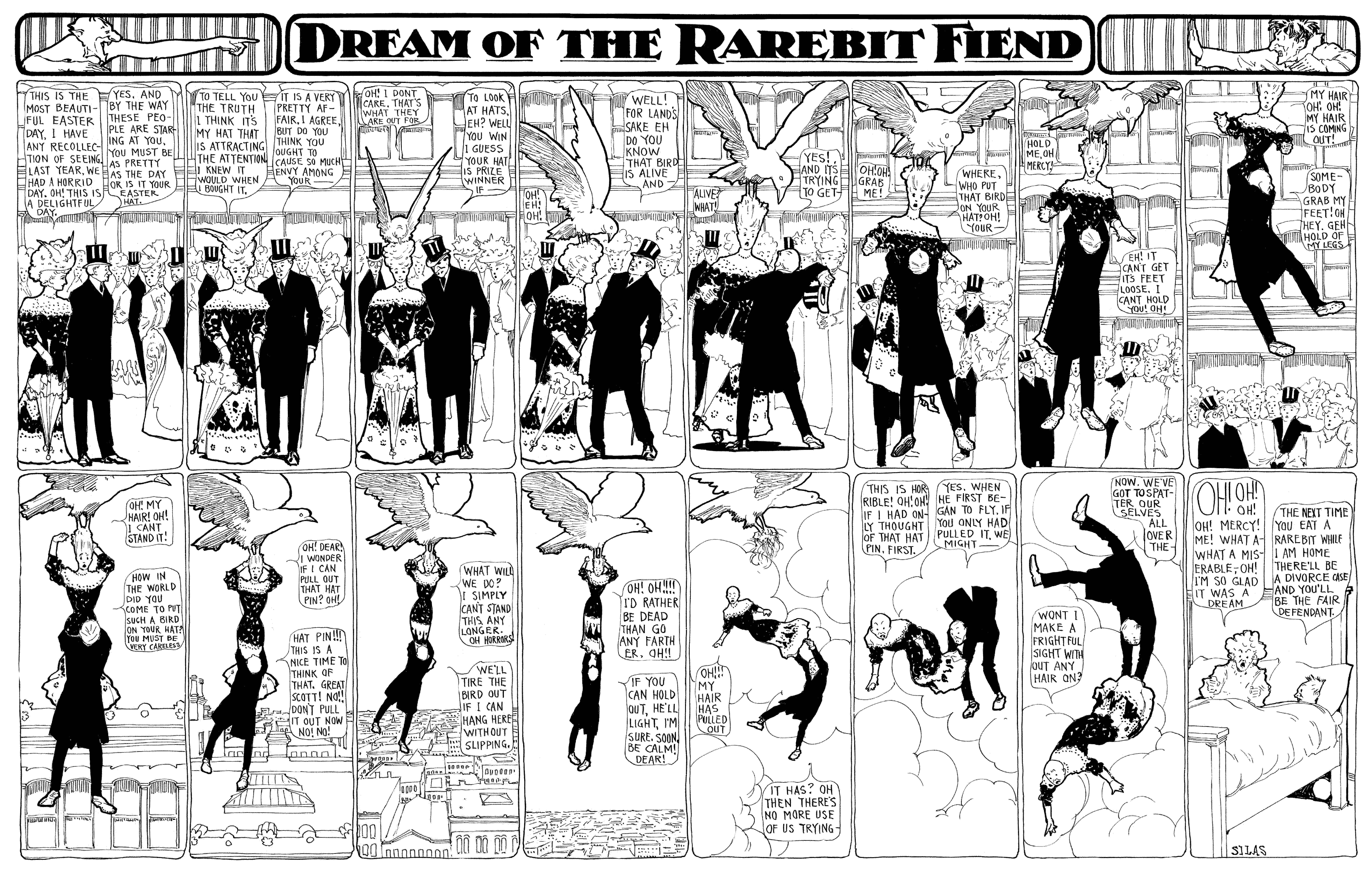 Dream of the Rarebit Fiend, strip 177 of 820. Winsor McCay (1904–1913), public domain. Scan: Internet Archive.