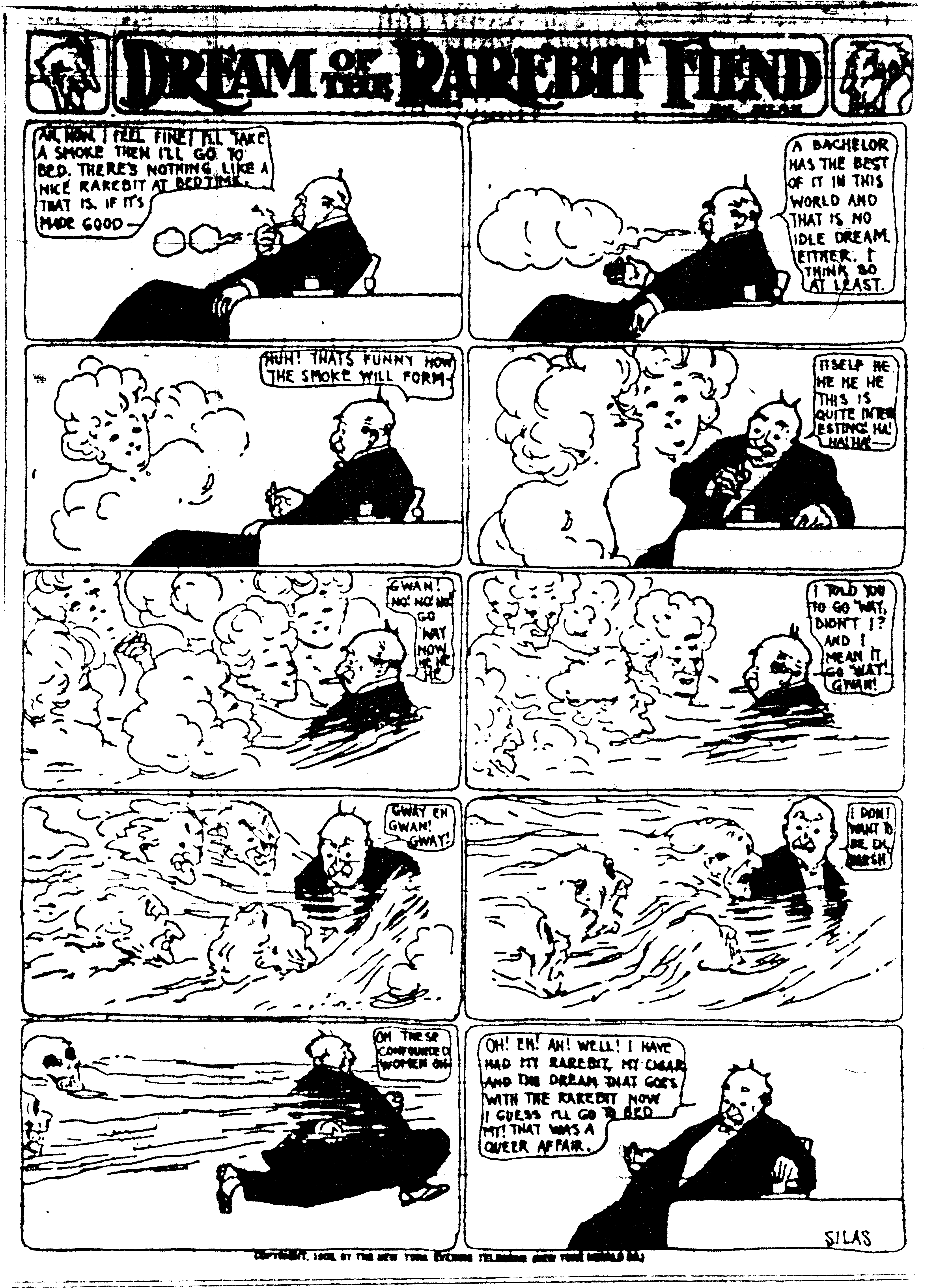 Dream of the Rarebit Fiend, strip 181 of 820. Winsor McCay (1904–1913), public domain. Scan: Internet Archive.