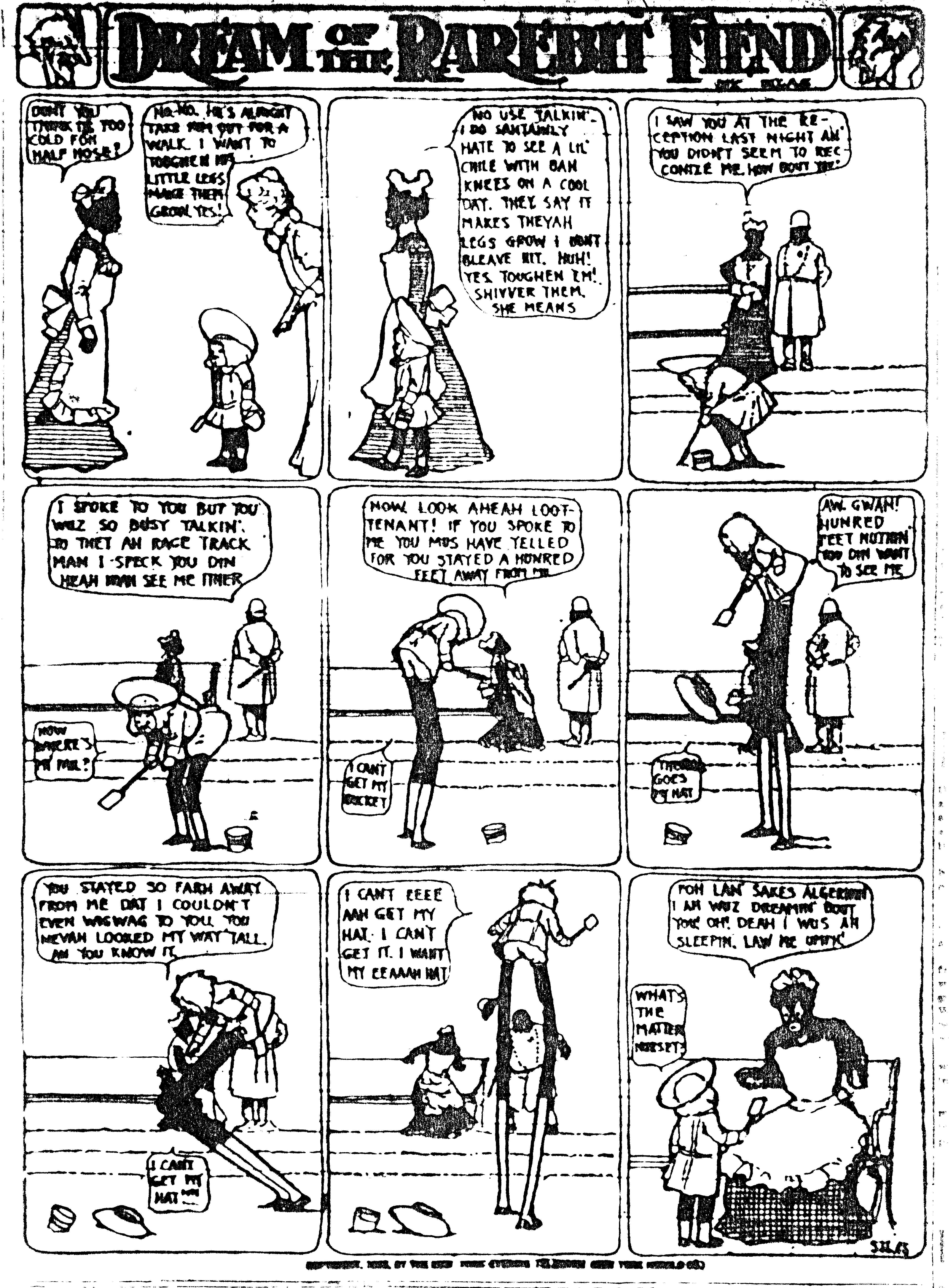 Dream of the Rarebit Fiend, strip 184 of 820. Winsor McCay (1904–1913), public domain. Scan: Internet Archive.