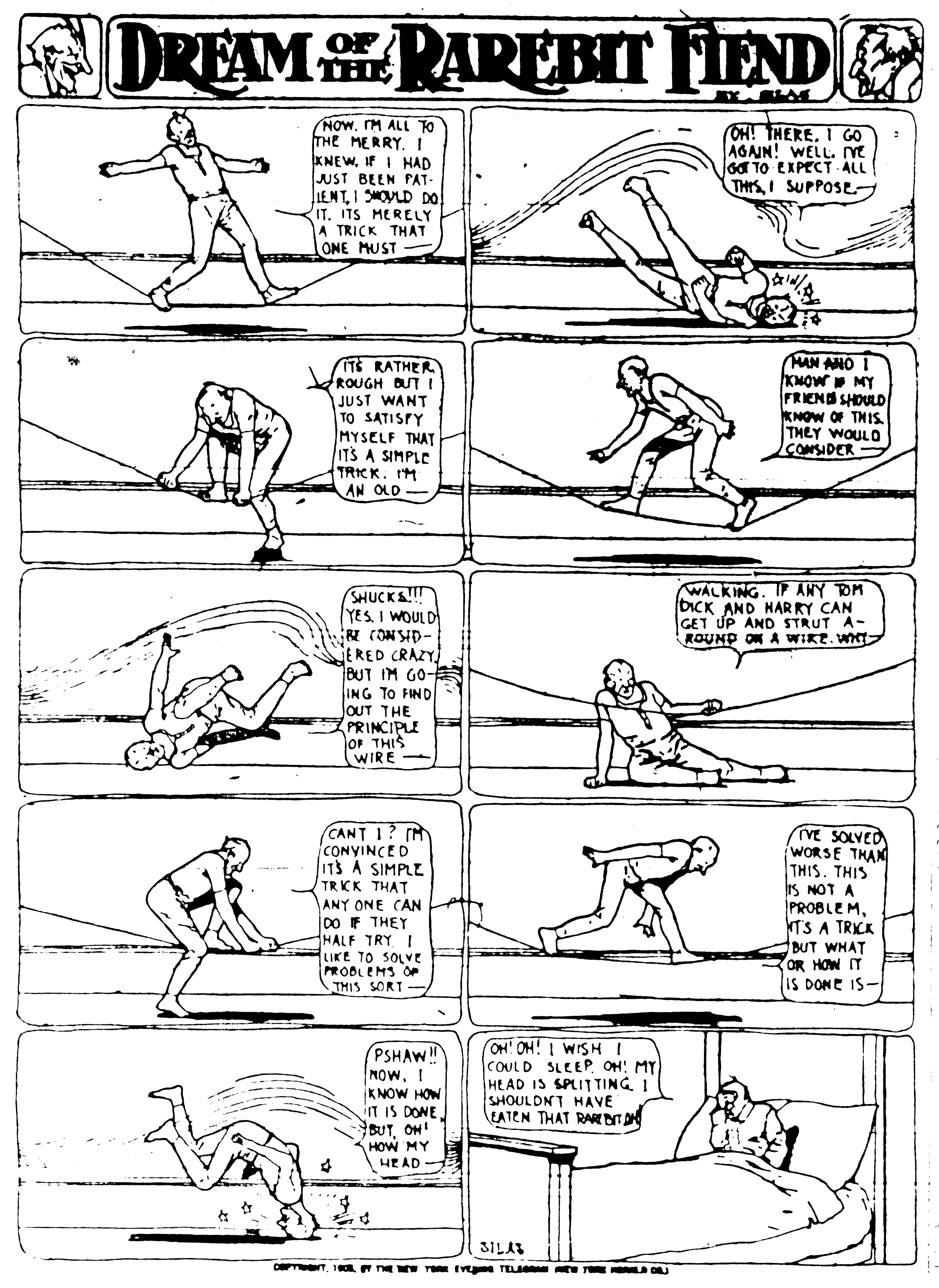 Dream of the Rarebit Fiend, strip 188 of 820. Winsor McCay (1904–1913), public domain. Scan: Internet Archive.