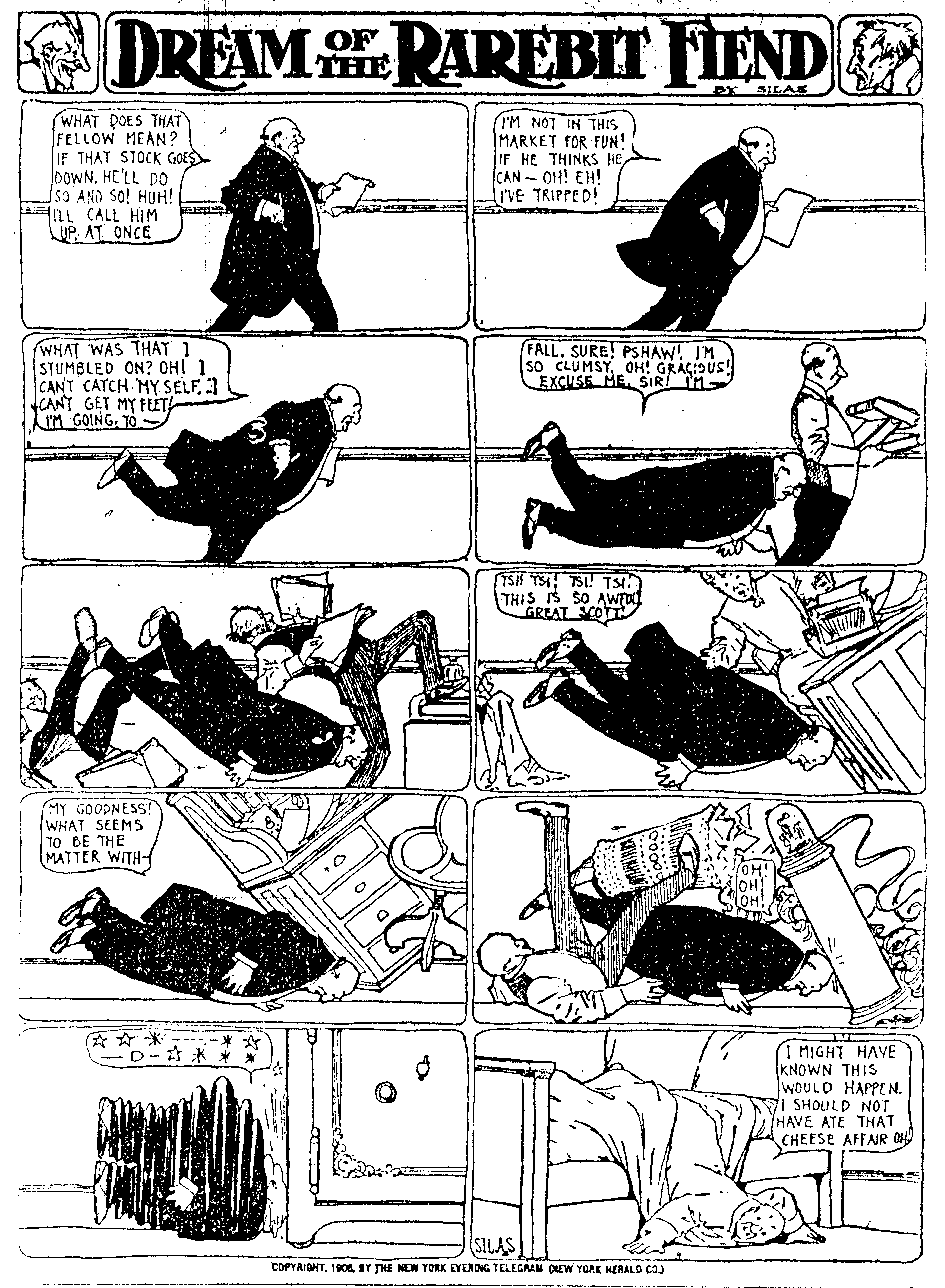 Dream of the Rarebit Fiend, strip 157 of 820. Winsor McCay (1904–1913), public domain. Scan: Internet Archive.