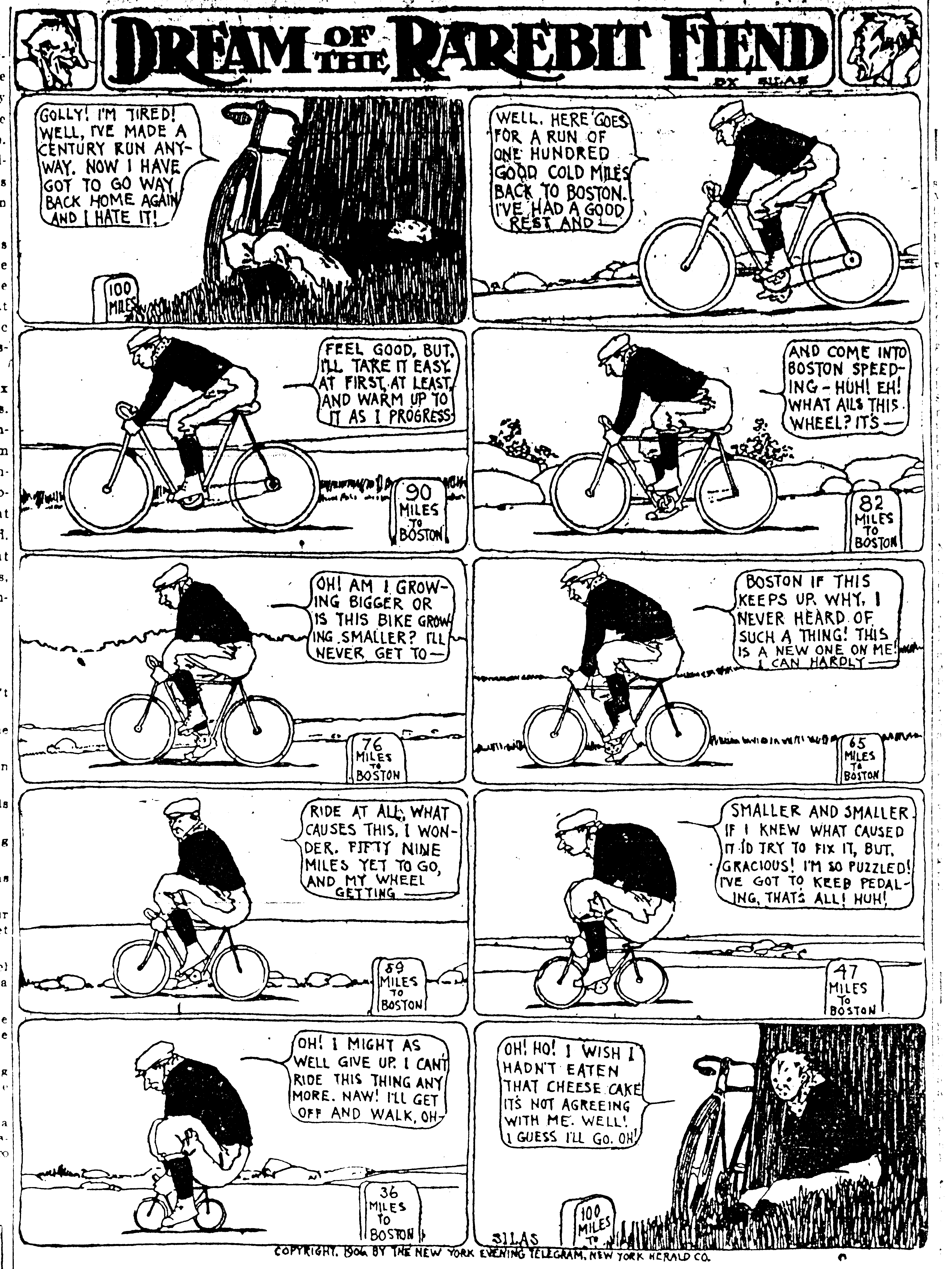 Dream of the Rarebit Fiend, strip 202 of 820. Winsor McCay (1904–1913), public domain. Scan: Internet Archive.