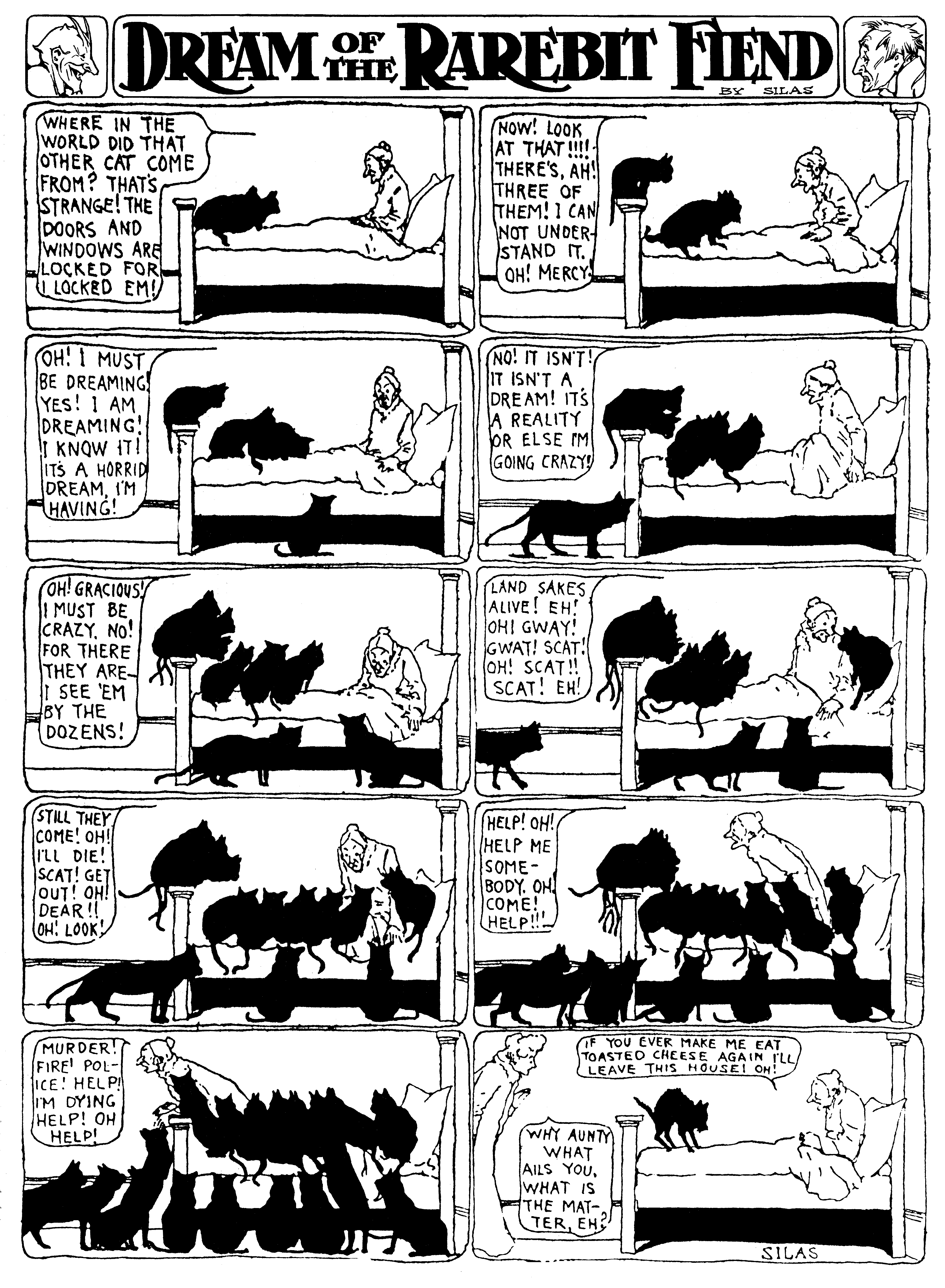Dream of the Rarebit Fiend, strip 212 of 820. Winsor McCay (1904–1913), public domain. Scan: Internet Archive.