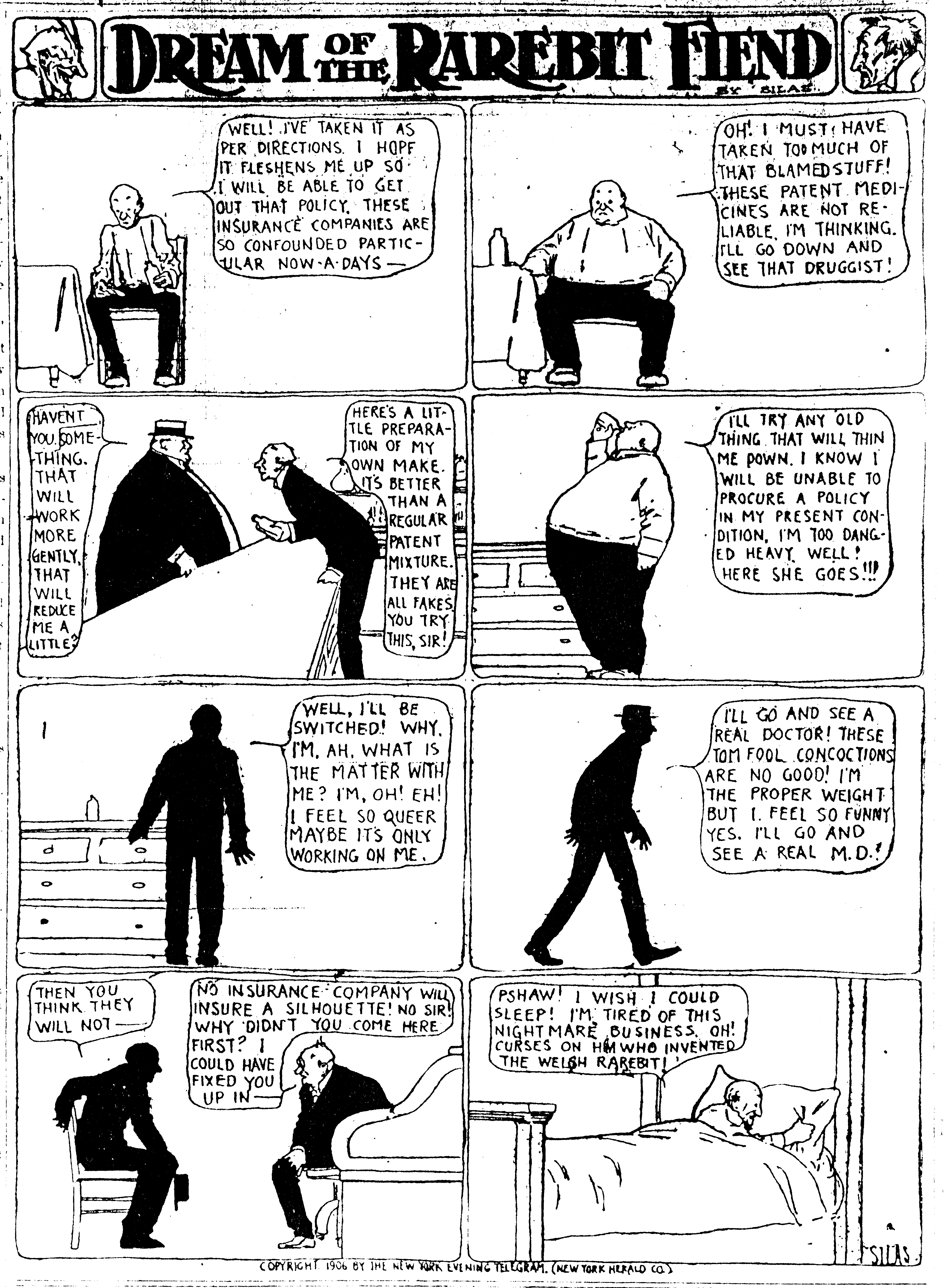 Dream of the Rarebit Fiend, strip 214 of 820. Winsor McCay (1904–1913), public domain. Scan: Internet Archive.
