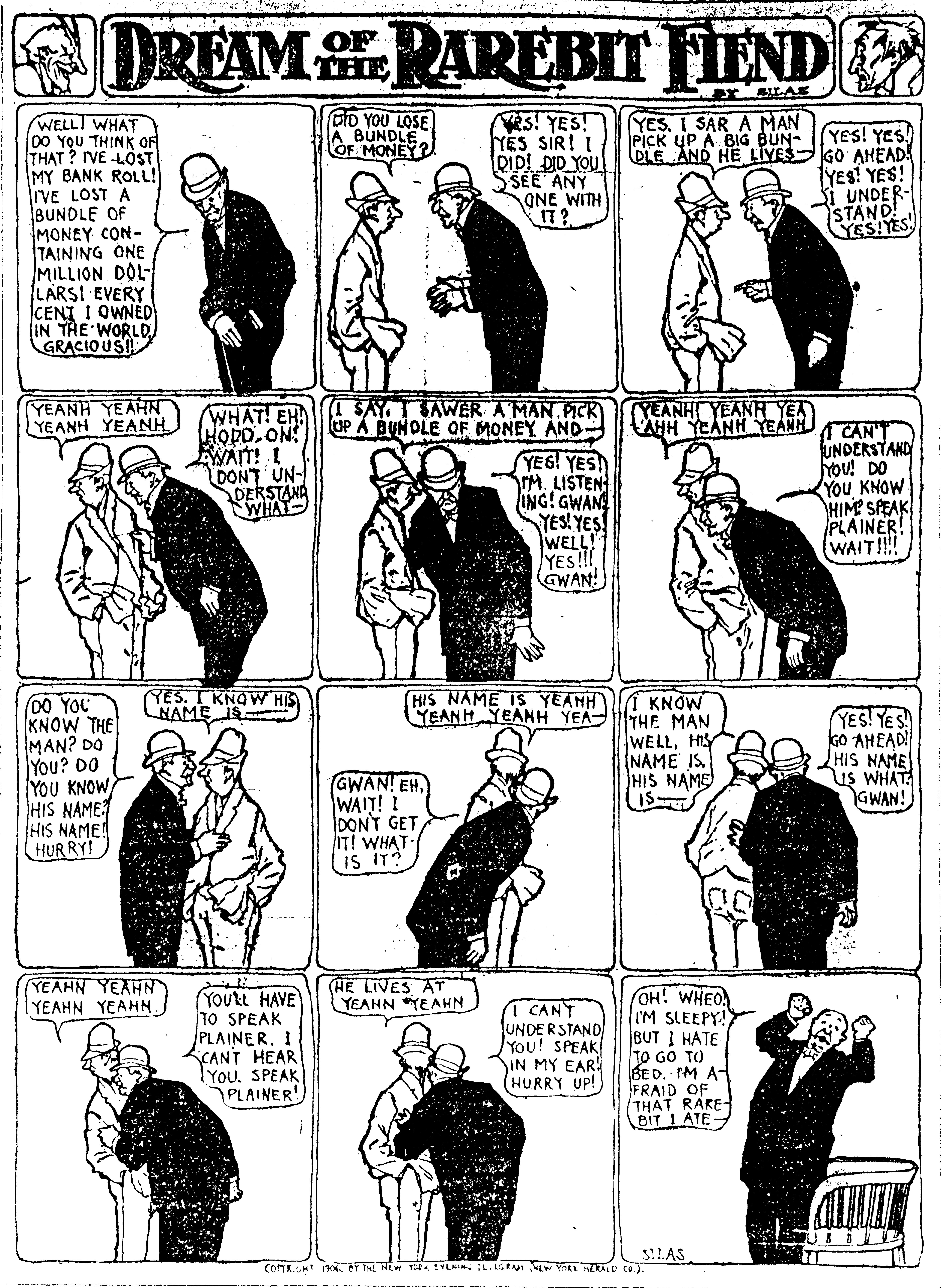 Dream of the Rarebit Fiend, strip 225 of 820. Winsor McCay (1904–1913), public domain. Scan: Internet Archive.
