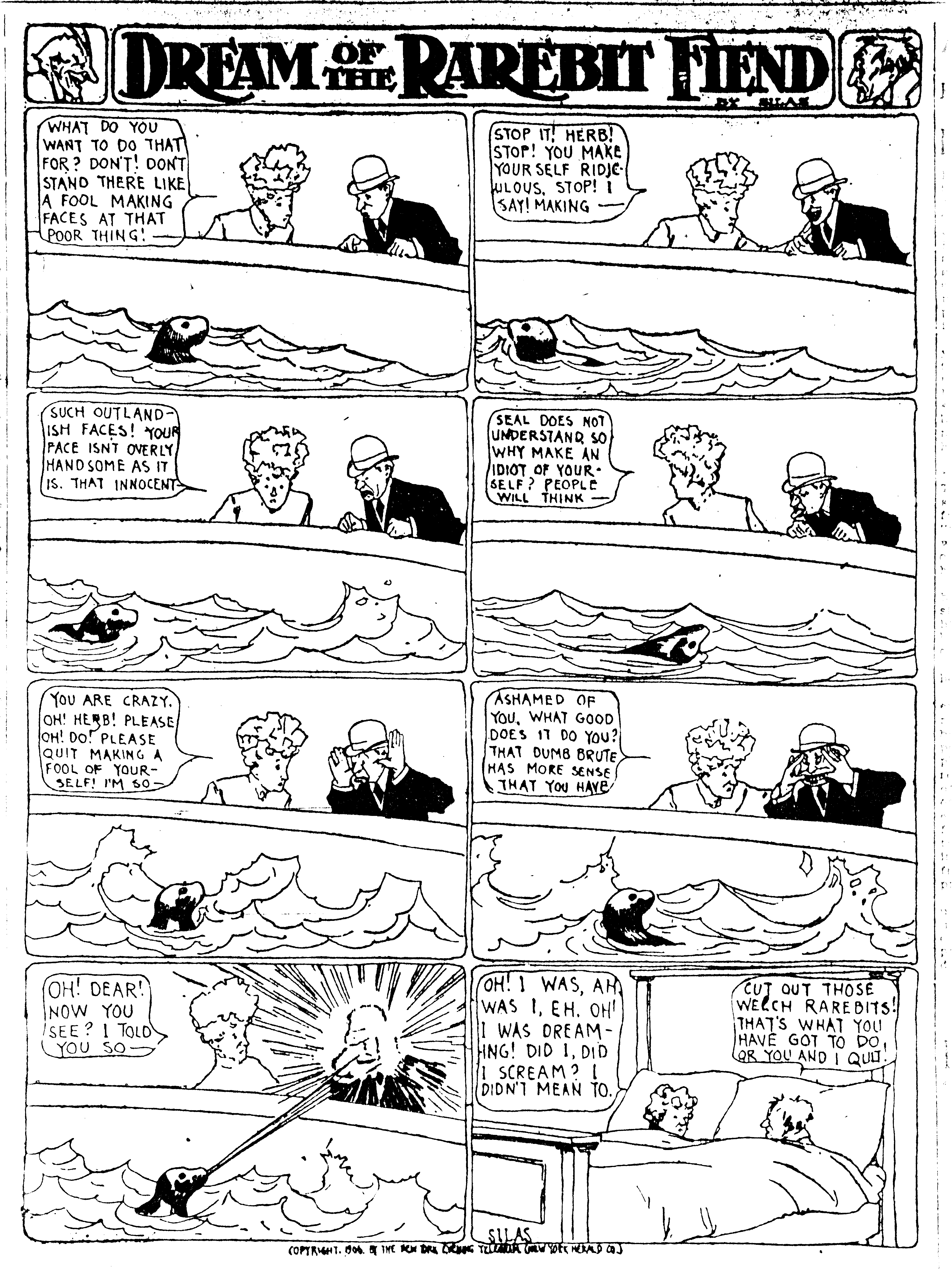 Dream of the Rarebit Fiend, strip 227 of 820. Winsor McCay (1904–1913), public domain. Scan: Internet Archive.
