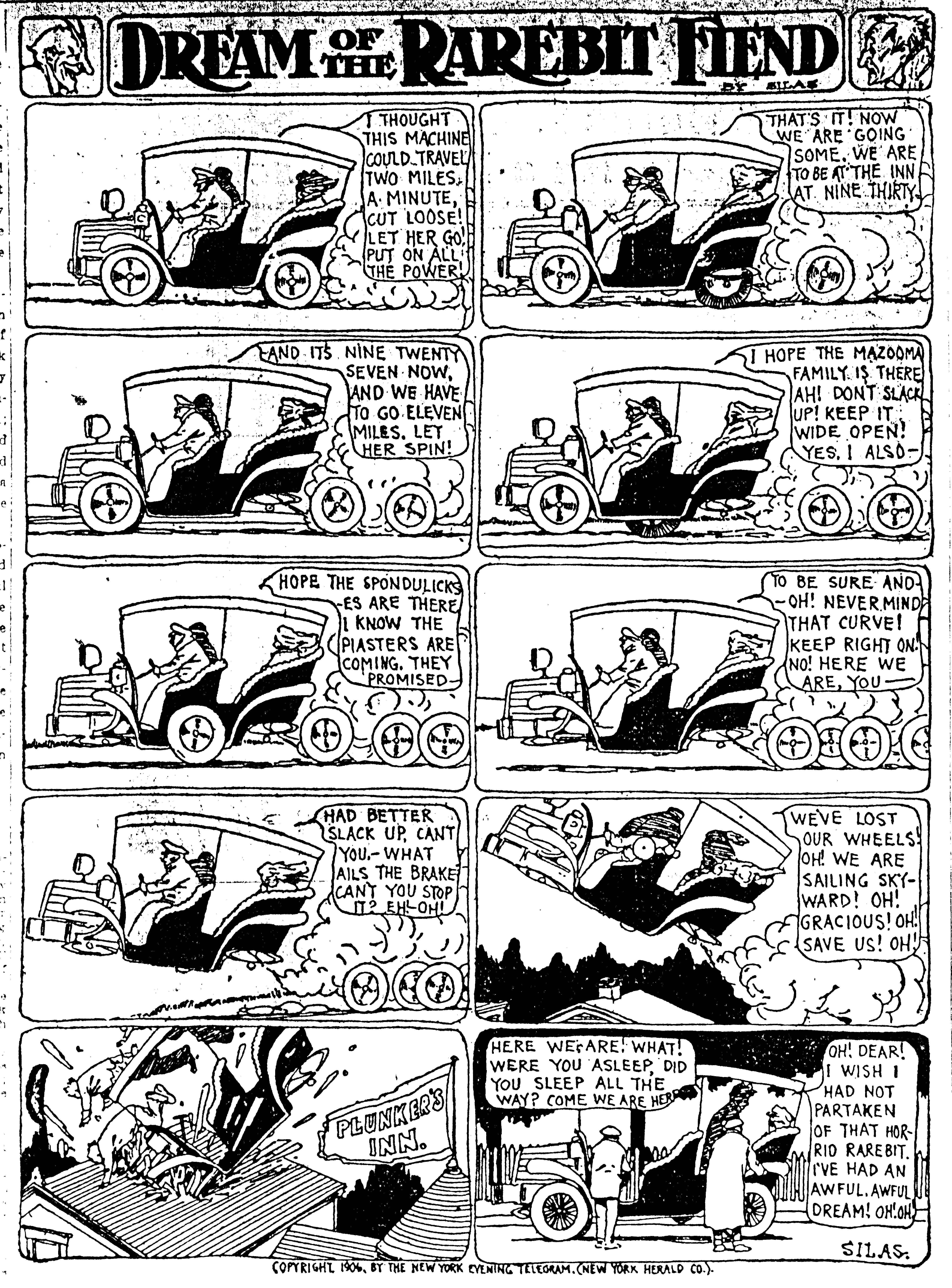 Dream of the Rarebit Fiend, strip 204 of 820. Winsor McCay (1904–1913), public domain. Scan: Internet Archive.