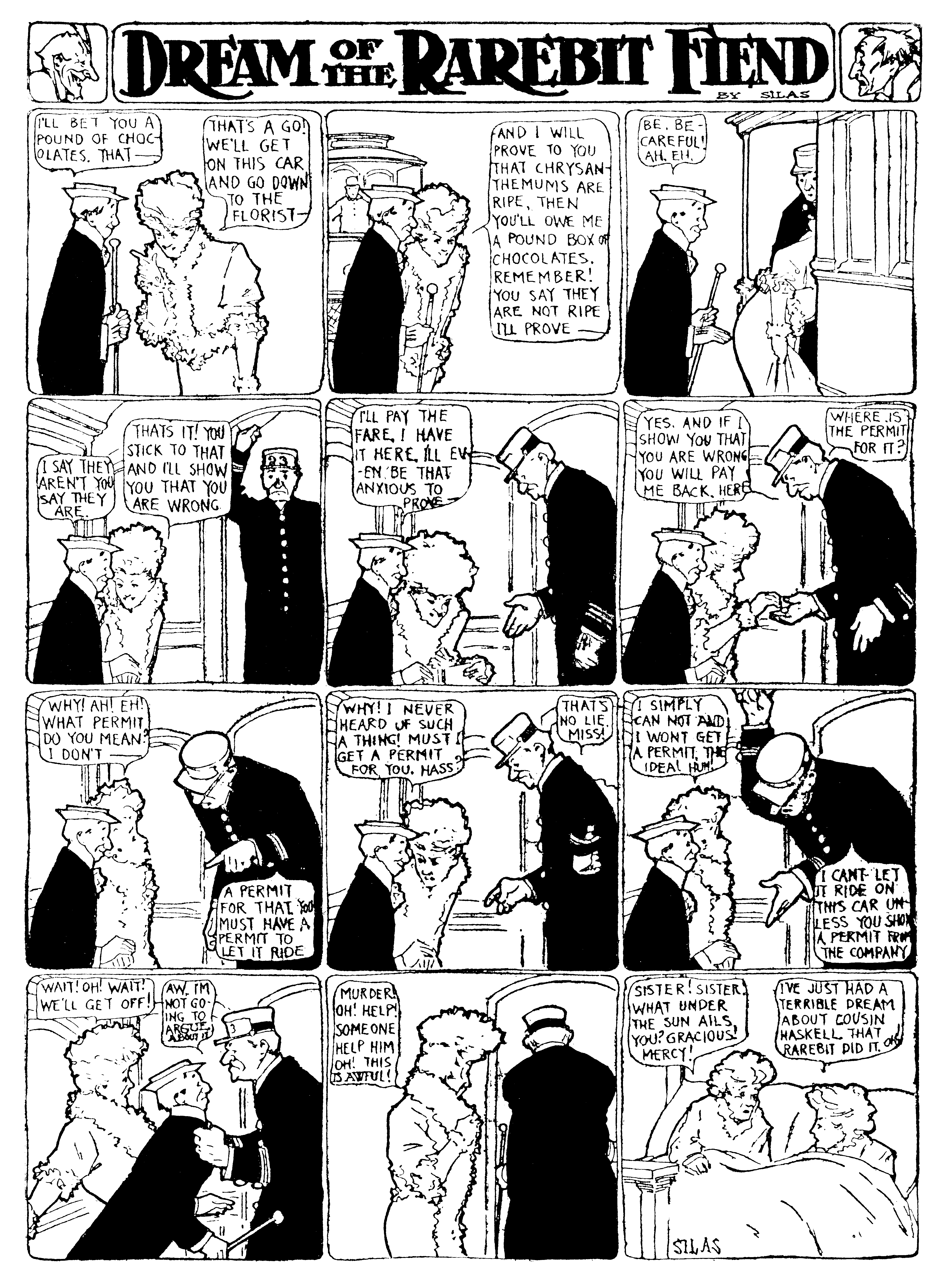 Dream of the Rarebit Fiend, strip 231 of 820. Winsor McCay (1904–1913), public domain. Scan: Internet Archive.
